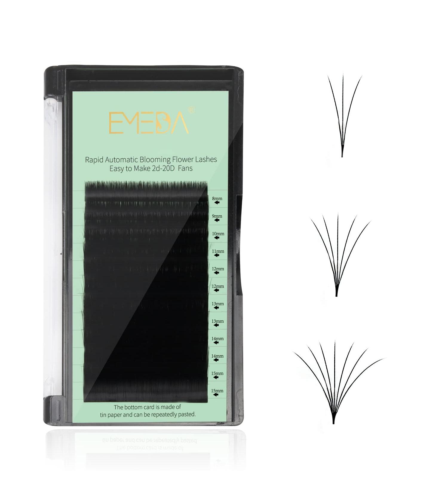 EMEDA 3D Effect Easy Fan Volume Lash Extensions | D Curl 0.05 | 2D-10D | 8-15mm Mixed Tray - Perfect for Professional Use - Buy Online on SooperMarket.com