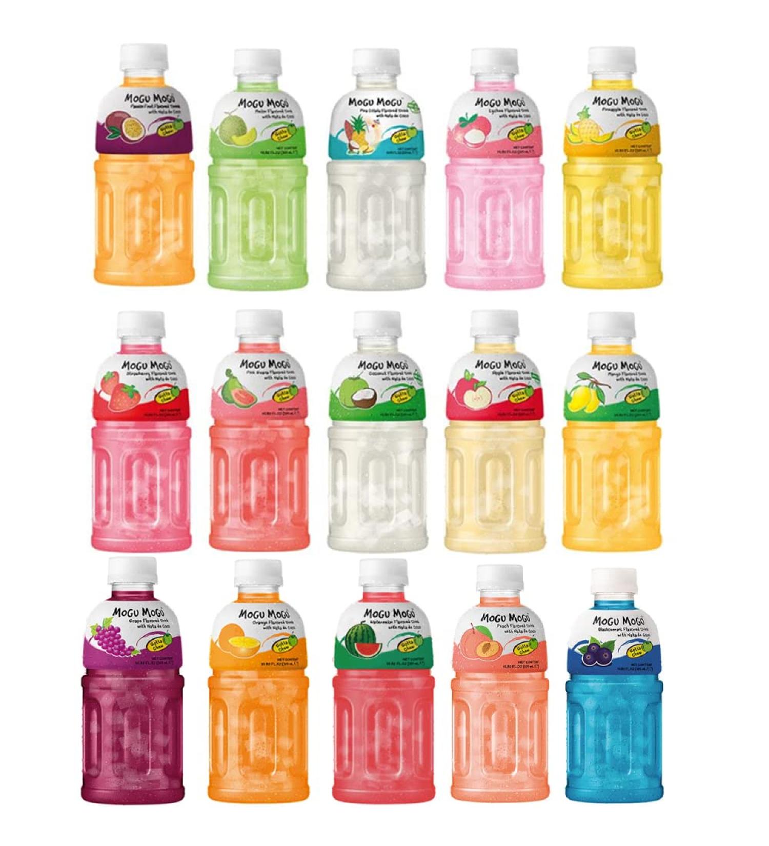 Mogu Mogu Fruit Juice Drink with Nata De Coco Gotta Chew 320ml (12 Bottles Random 6 Flavours) HALAL - Buy Online on SooperMarket.com