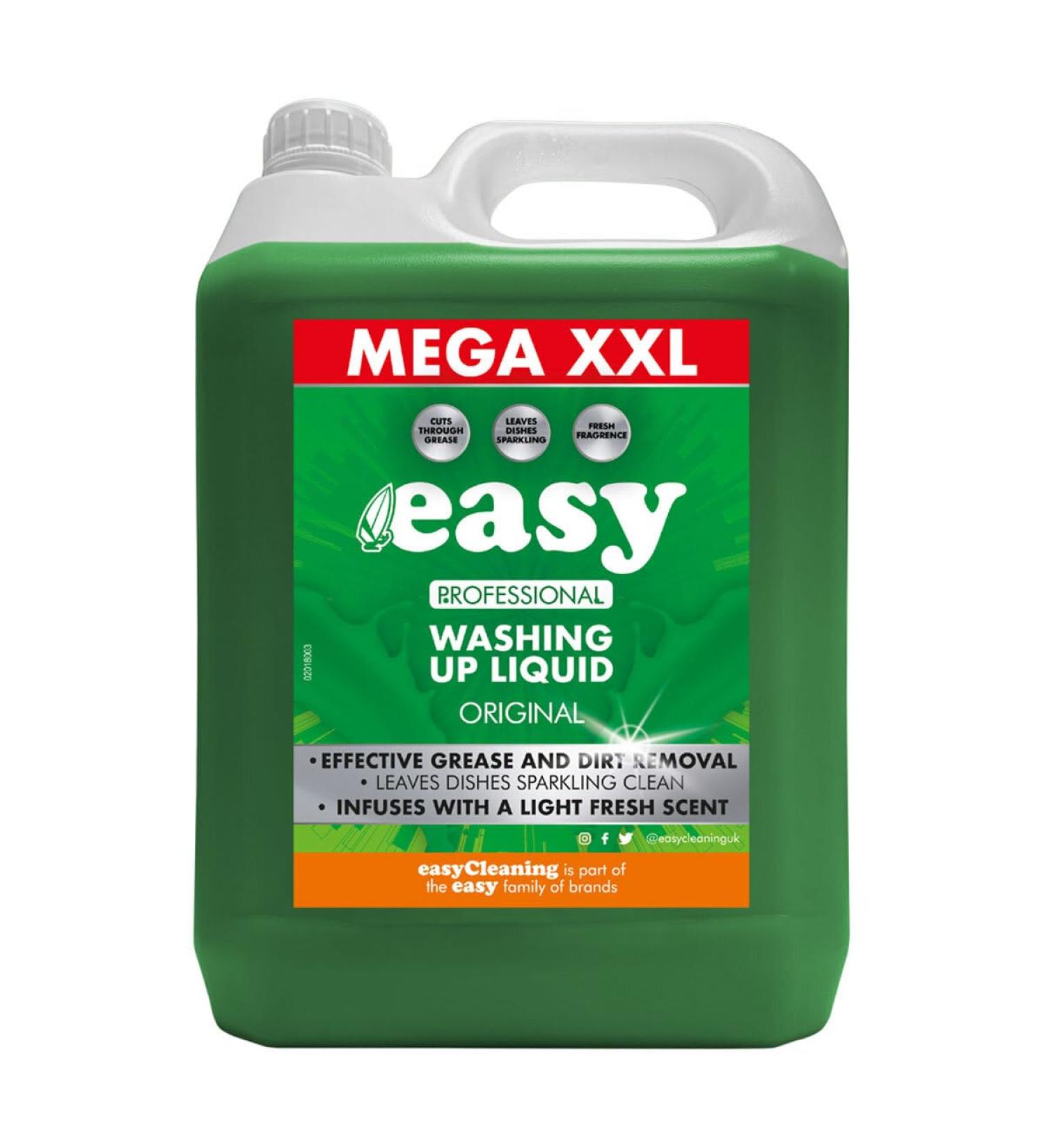 Easy Original Dish Washing Up Liquid Clean Scent Detergent Kitchen Soap Pack 5L - Savers Pack