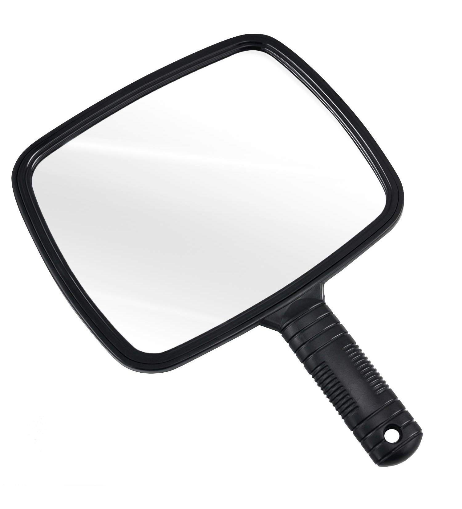 TRIXES Handheld Salon Hairdresser Mirror - Wide Angle 20x17.5cm - Black - Buy Online on SooperMarket.com