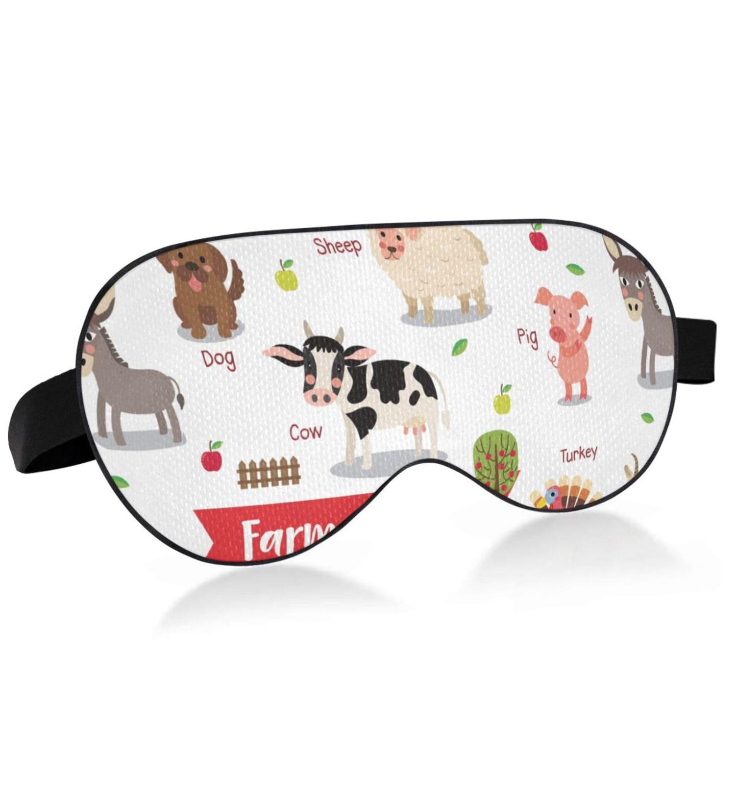 Haskirky Light Blocking Eye Mask for Adults - Breathable & Adjustable for Travel, Yoga, Meditation - Office Deep Sleep Goodies - Duck, Cow, Pig Designs - Buy Online on SooperMarket.com