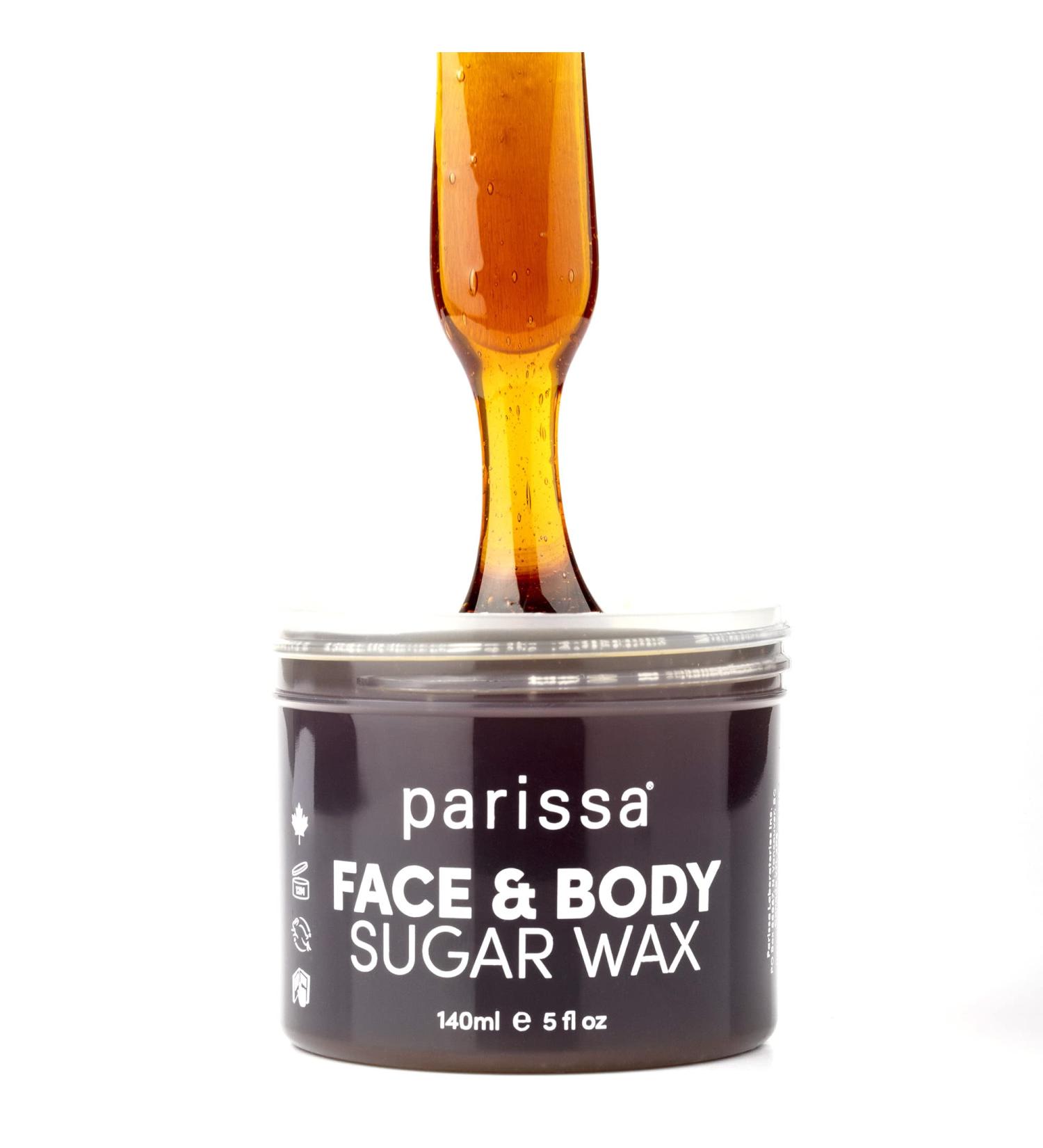 Parissa 100% Natural Face & Body Sugar Wax for Sensitive Skin - At-Home Waxing Kit with Chamomile Sugar Wax - Includes 20 Epilation Strips and 3 Wooden Spatulas - Buy Online on SooperMarket.com