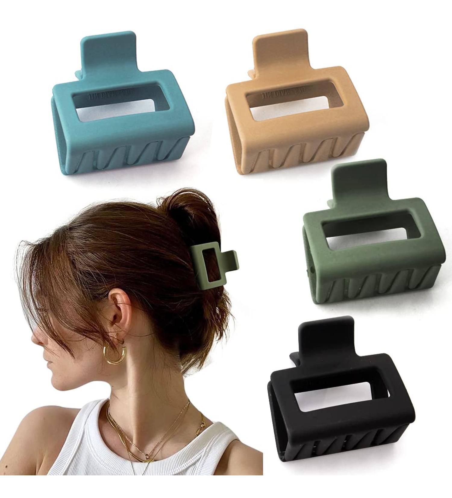 Bmobuo 4 PCS Matte Square Hair Claw Clips for Thick Hair - Cute & Cool Hair Clips for Women - Buy Online on SooperMarket.com