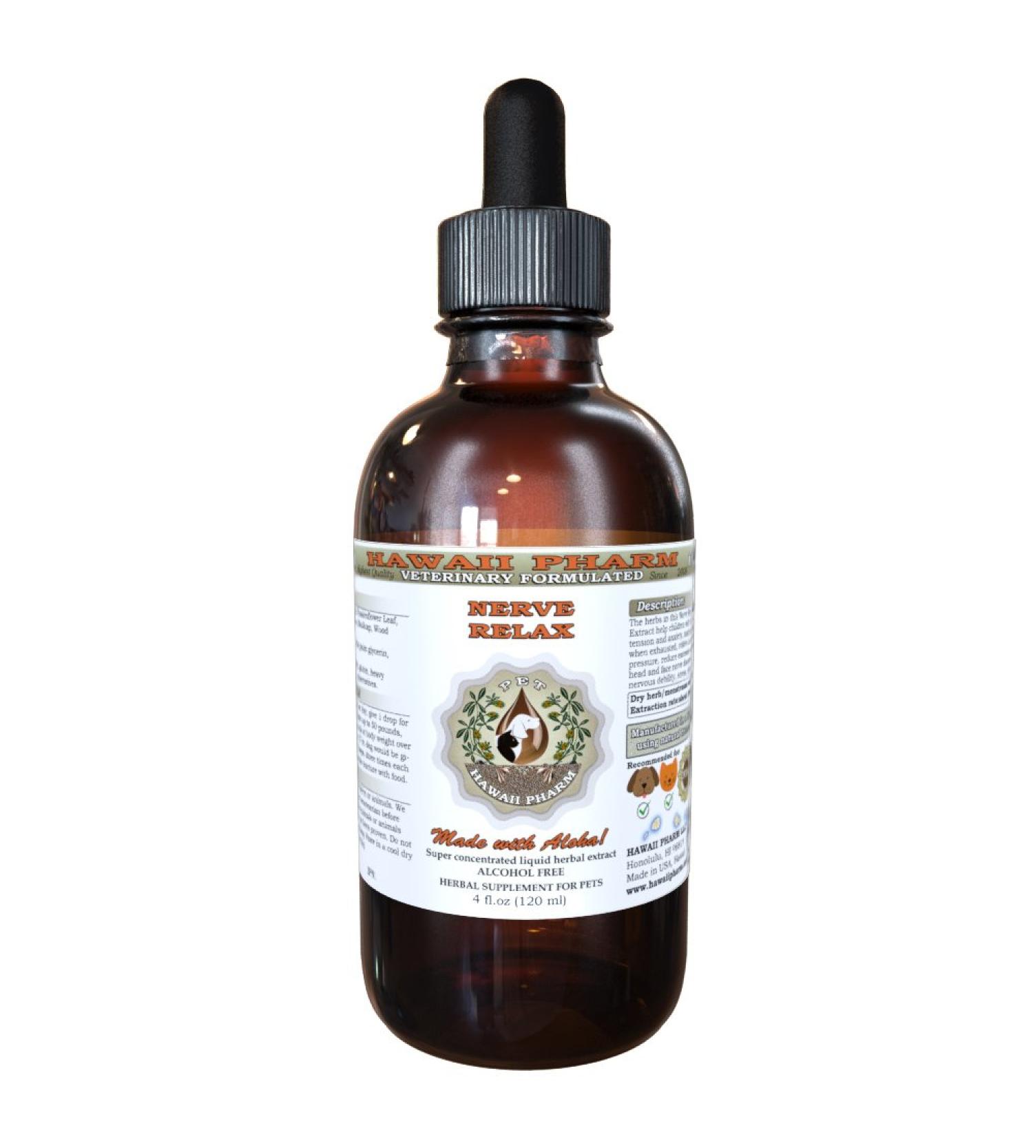 HawaiiPharm Nerve Relax Pet Herbal Supplement 4 oz - Alcohol-Free Natural Liquid Extract for Veterinary Use - Buy Online on SooperMarket.com