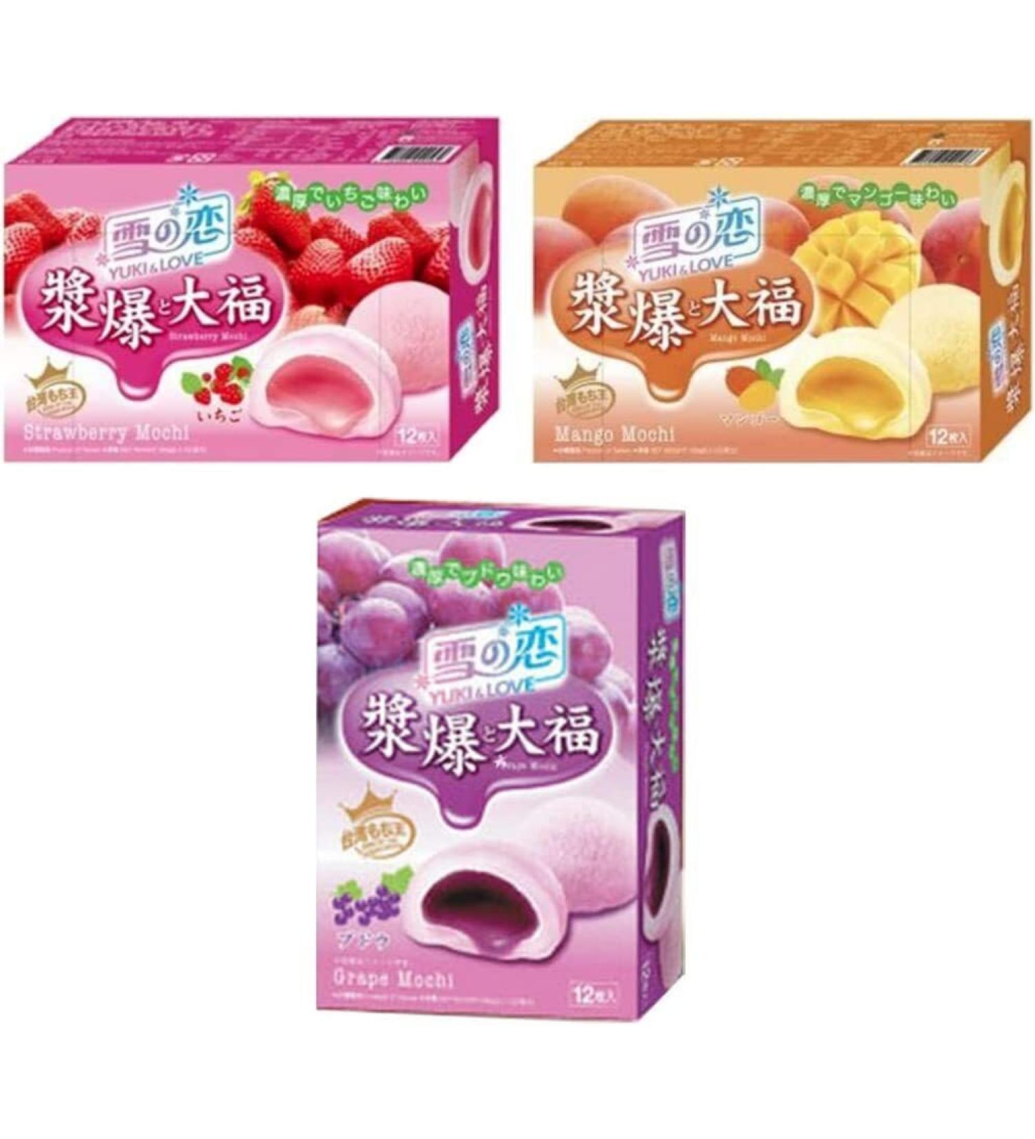 Japanese Style Mochi Daifuku Sweet Rice Cake Desserts (Strawberry Grape & Mango) by Yuki & Love - Buy Online on SooperMarket.com