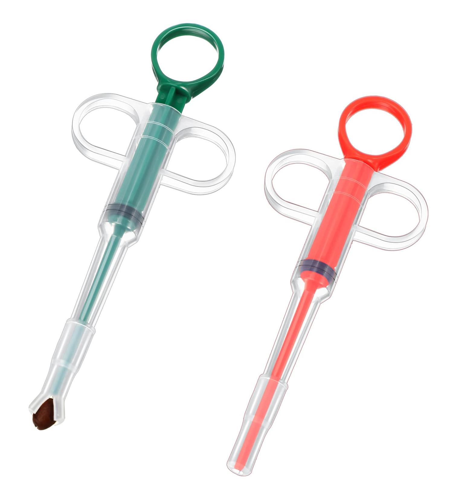 Nuanchu 2 Pieces Pet Pill Plunger Popper for Small Cats Dogs Pill Gun Dispenser Shooter Pet Piller Soft Tip Tablet Syringe Pusher Animal Medicine Feeder for Feeding Accessories (Red Green) - Buy Online on SooperMarket.com