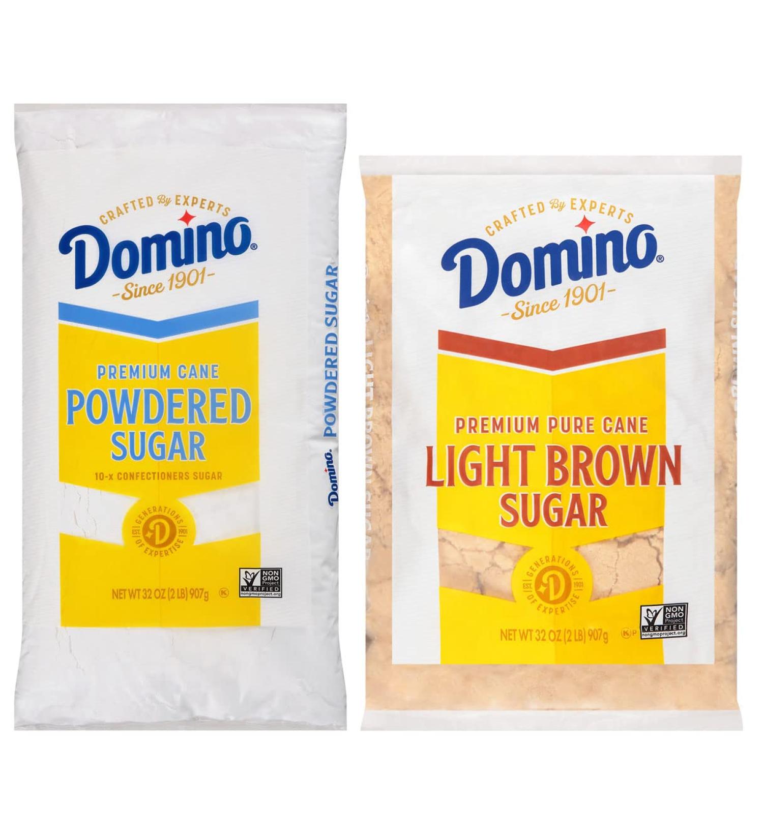 Domino Premium Cane Sugar Baker's Bundle - Light Brown & Powdered Sugar (2 LB Each) - Buy Online on SooperMarket.com