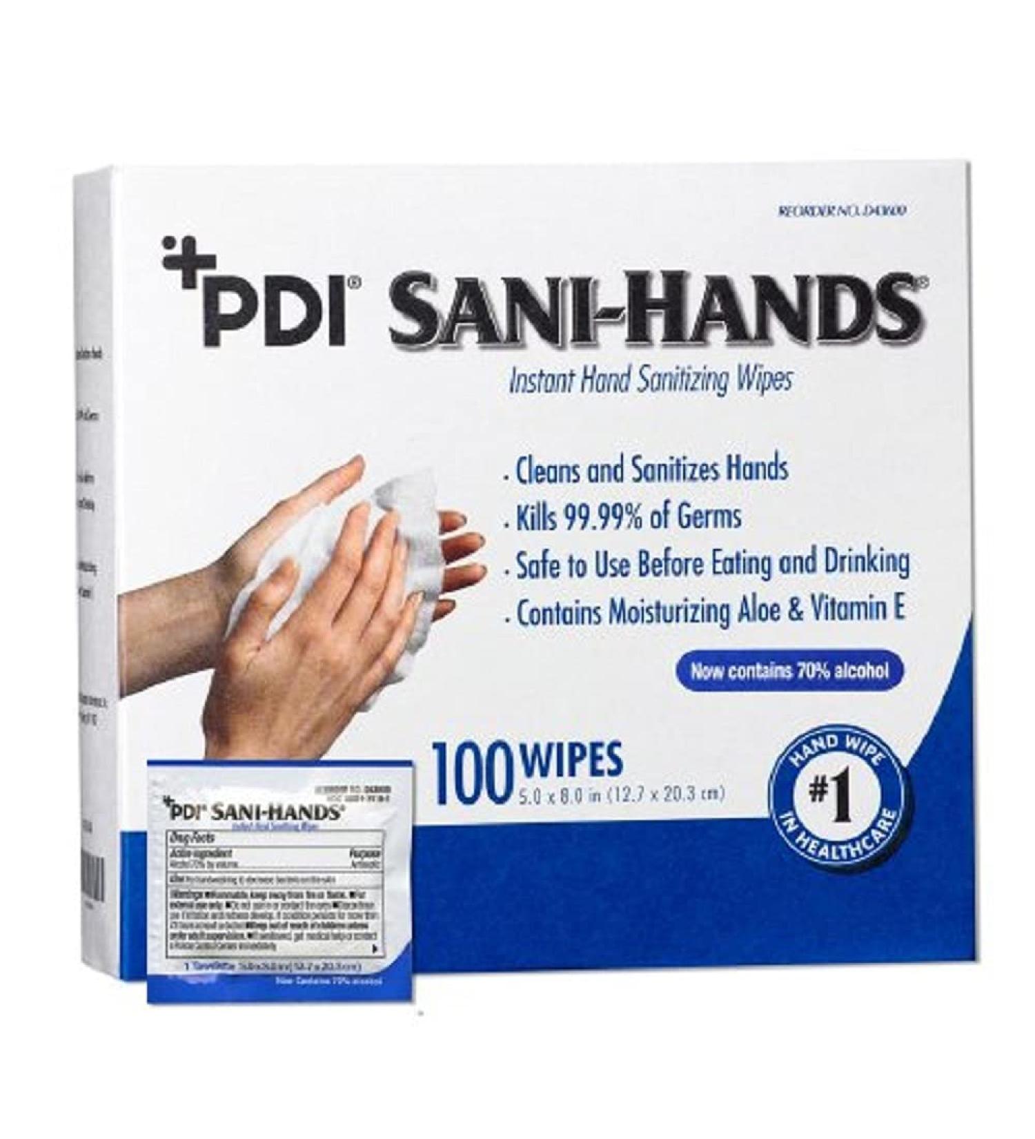 PDI D43600 Sani - Hands Alcohol Wipes - 1000 Wipes 5 x 8 Individual Packets