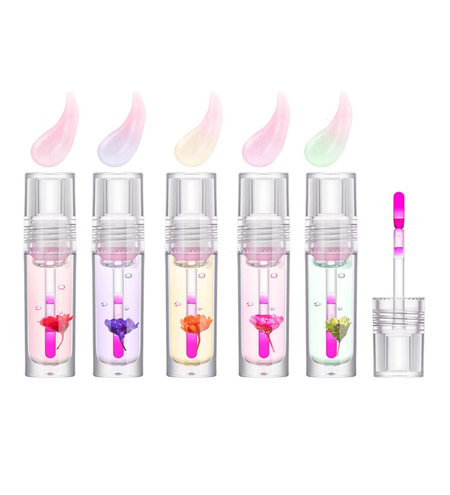 Color Changing Lip Gloss - 5 Color Flower Lip Oil for Hydration & Plumpness | Long Lasting Gloss for Women & Girls - Buy Online on SooperMarket.com