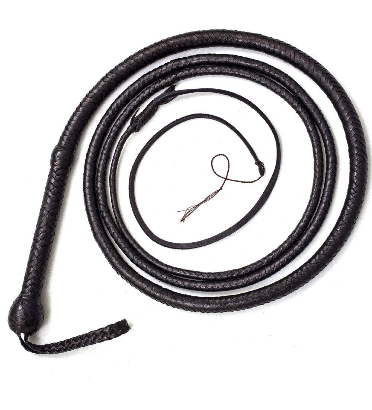 Bull Whip 06-16 Feet | 12 Strands Real Cowhide Leather | Equestrian Bullwhip with Leather Belly & Bolster | 12 Feet - Buy Online on SooperMarket.com