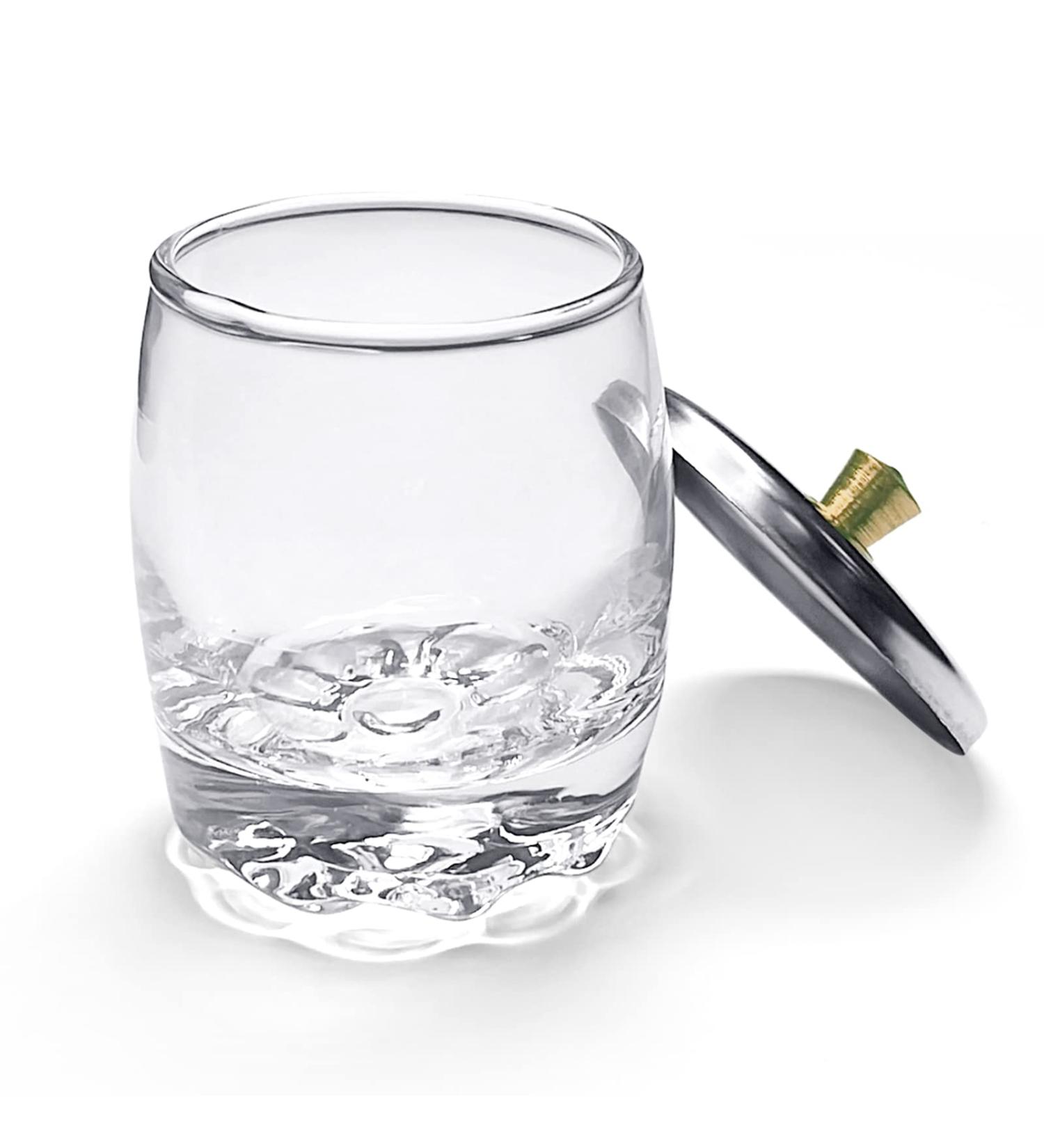 Crystal Disinfection Glass Cup Acrylic Liquid Dappen Dish with Stainless Steel Lid - Nail Art Glassware Tool HJ-NAPB028 - Buy Online on SooperMarket.com