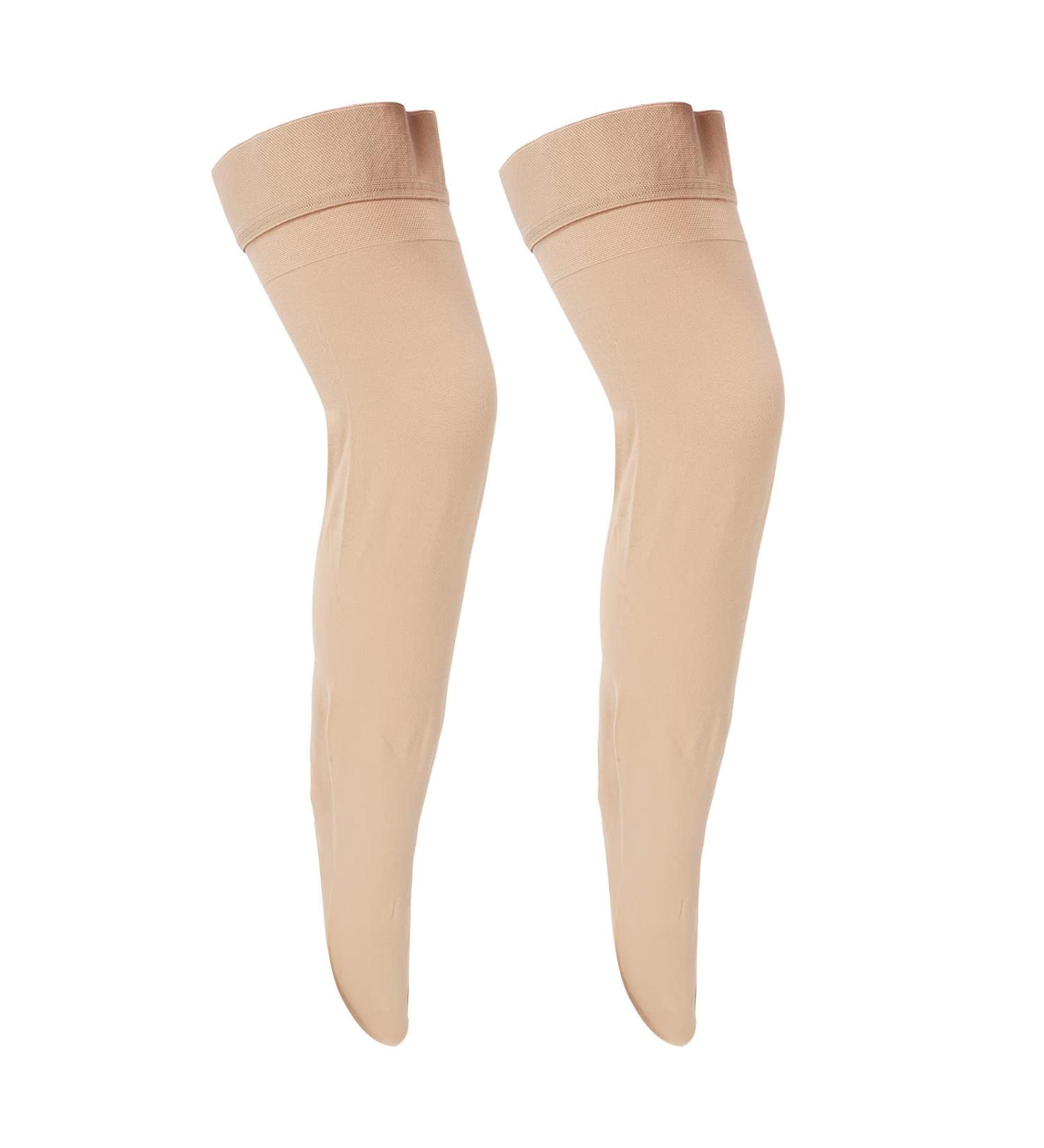 Thigh-High Compression Stockings for Varicose Veins - Beige 23-32 mmHg Closed Toe Sports Socks | International Shipping Available - Buy Online on SooperMarket.com