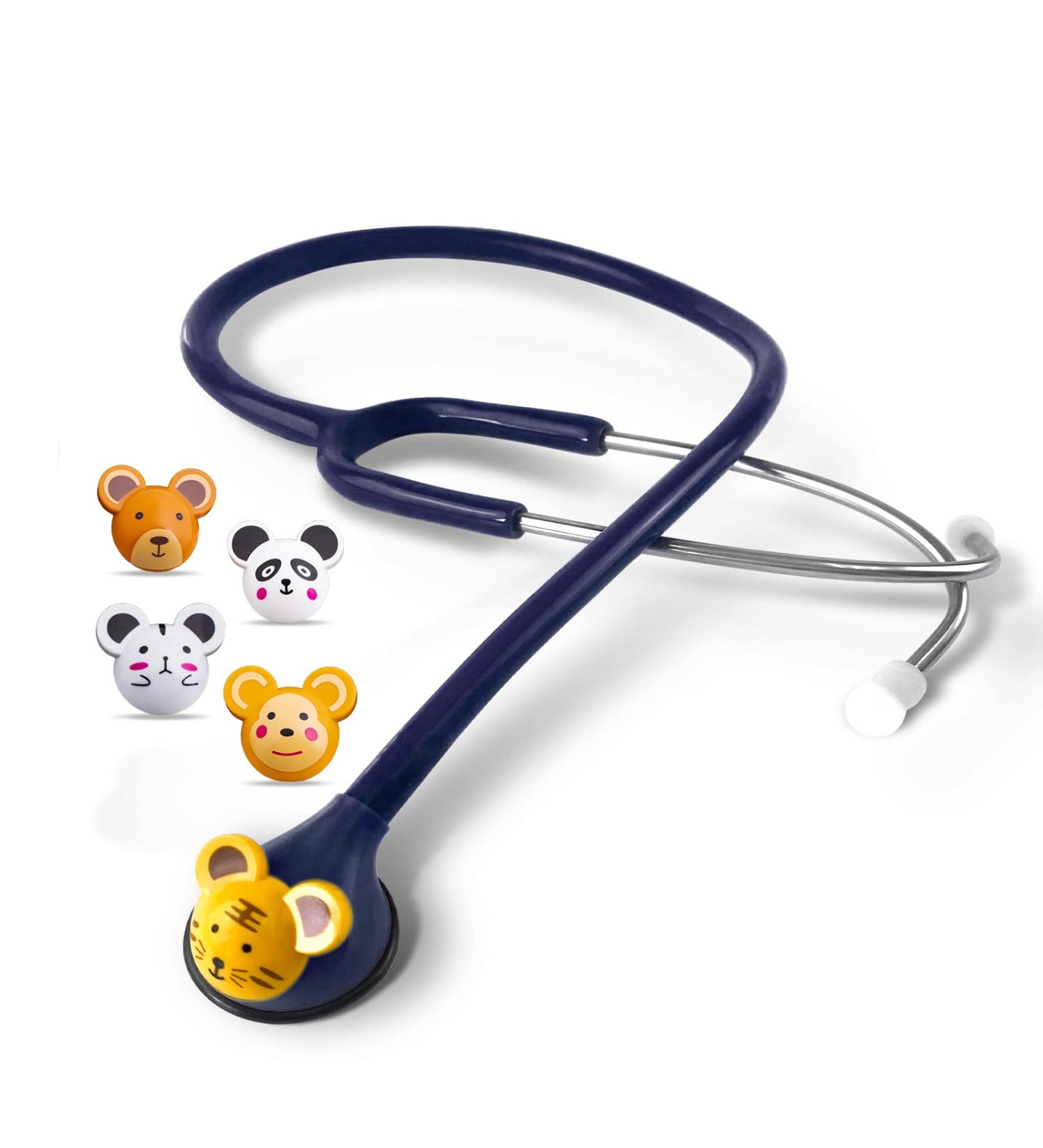 SCIAN Kids Real Working Stethoscope - 5 Interchangeable Cartoon Heads for Doctors, Nurses & Home Use - Professional Quality - Dark Blue - Buy Online on SooperMarket.com