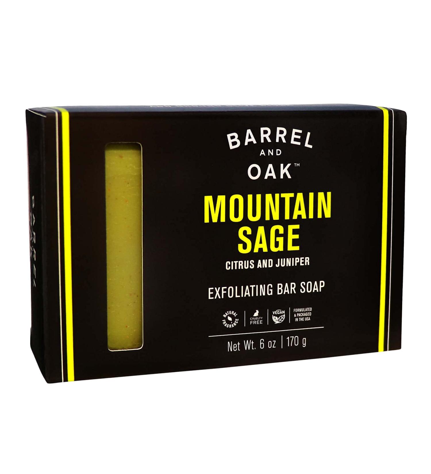 Barrel and Oak Exfoliating Bar Soap - Men's Natural Exfoliator | Deep Cleansing Removes Dead Skin Mountain Sage - 6 oz - Buy Online on SooperMarket.com