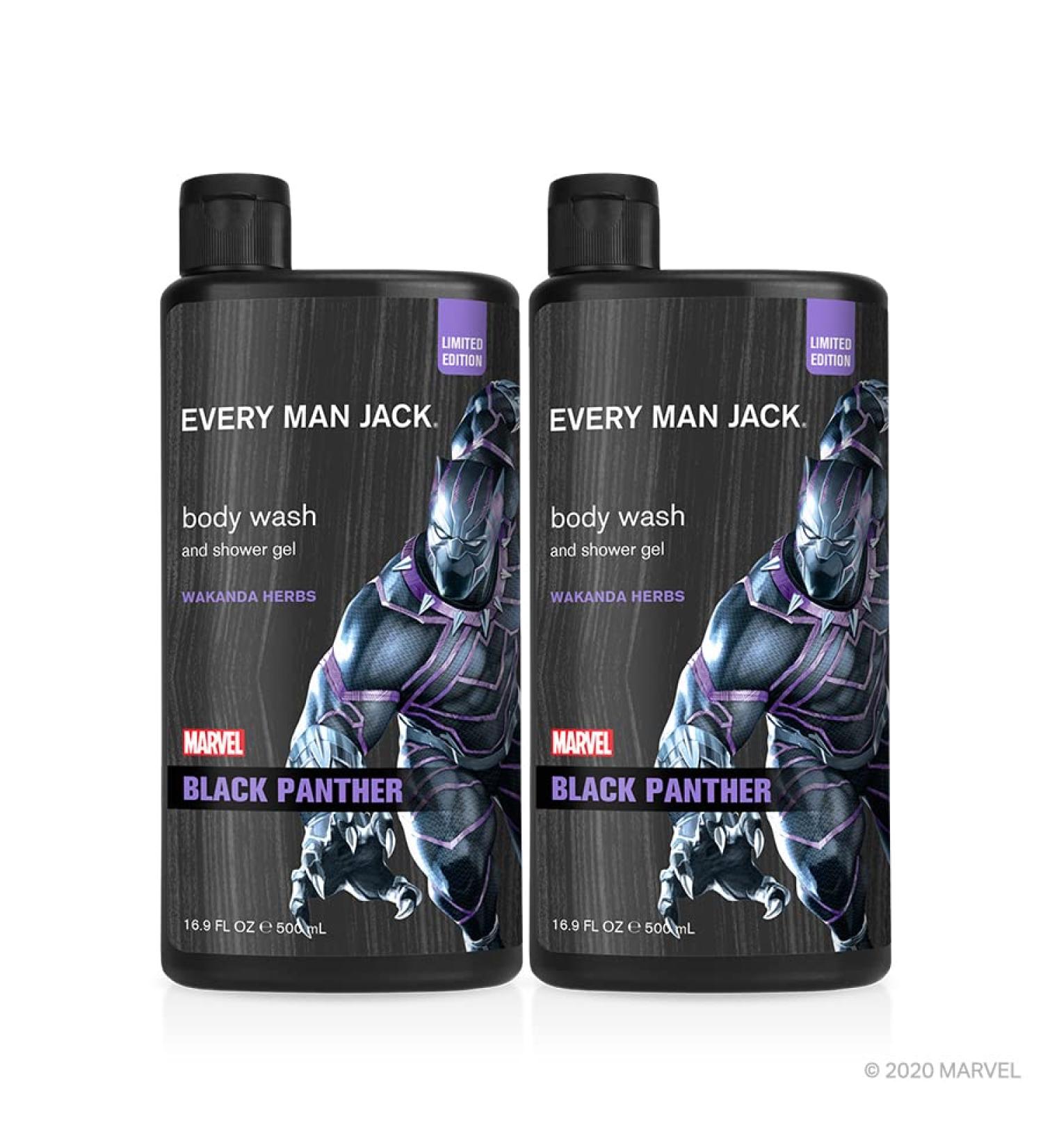 Every Man Jack Body Wash - Marvel Black Panther Twin Pack | 16.9-fl oz x 2 Bottles | Parabens-free, Phthalate-free, Dye-free | Certified Cruelty-Free - Buy Online on SooperMarket.com