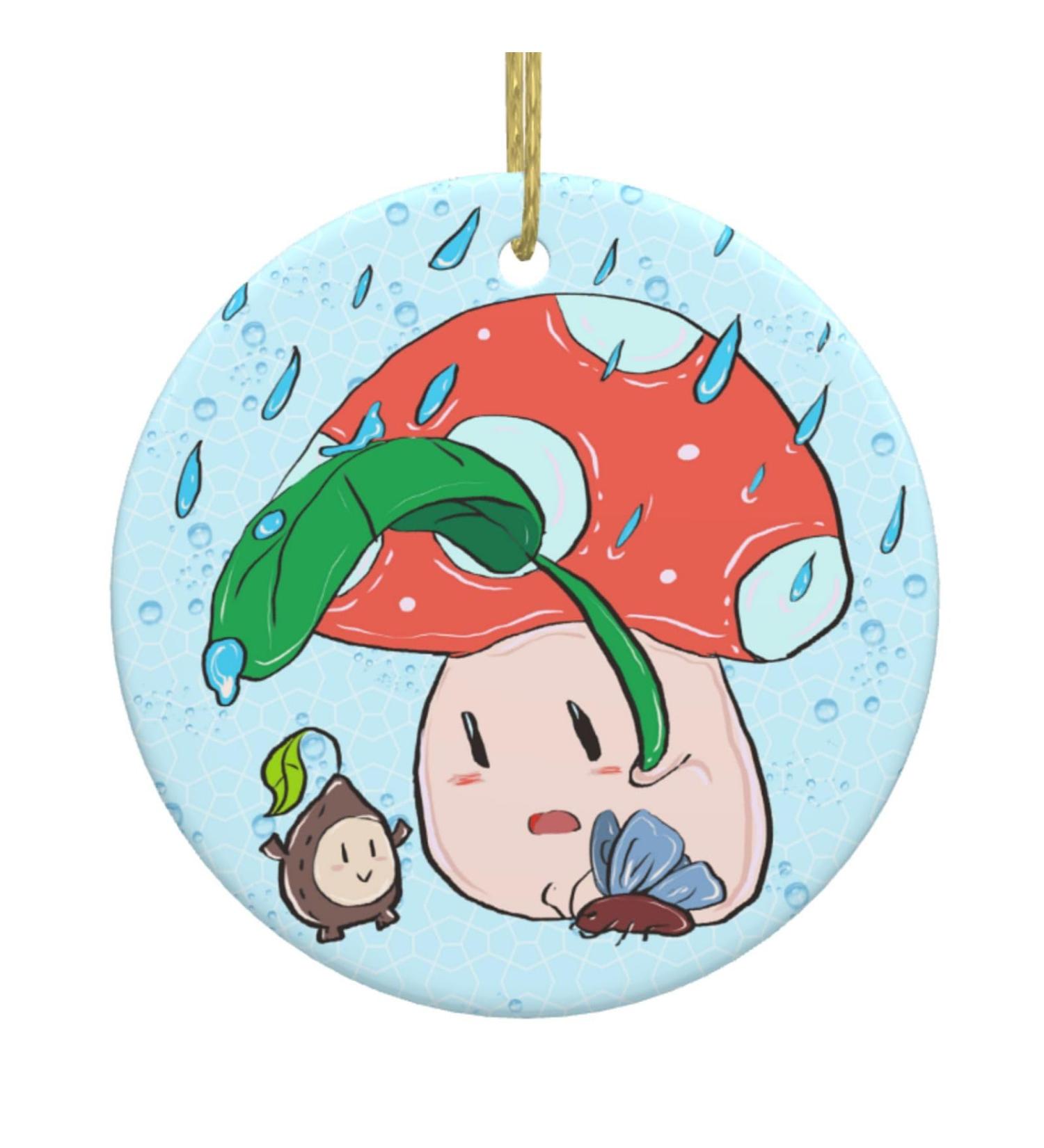 YYHHAOFA Sunflower Seeds and Mushroom Prints Christmas Ceramic Round Pendant Decoration - Festive Hanging Ornament for Stores and Homes -2.9 in - Buy Online on SooperMarket.com