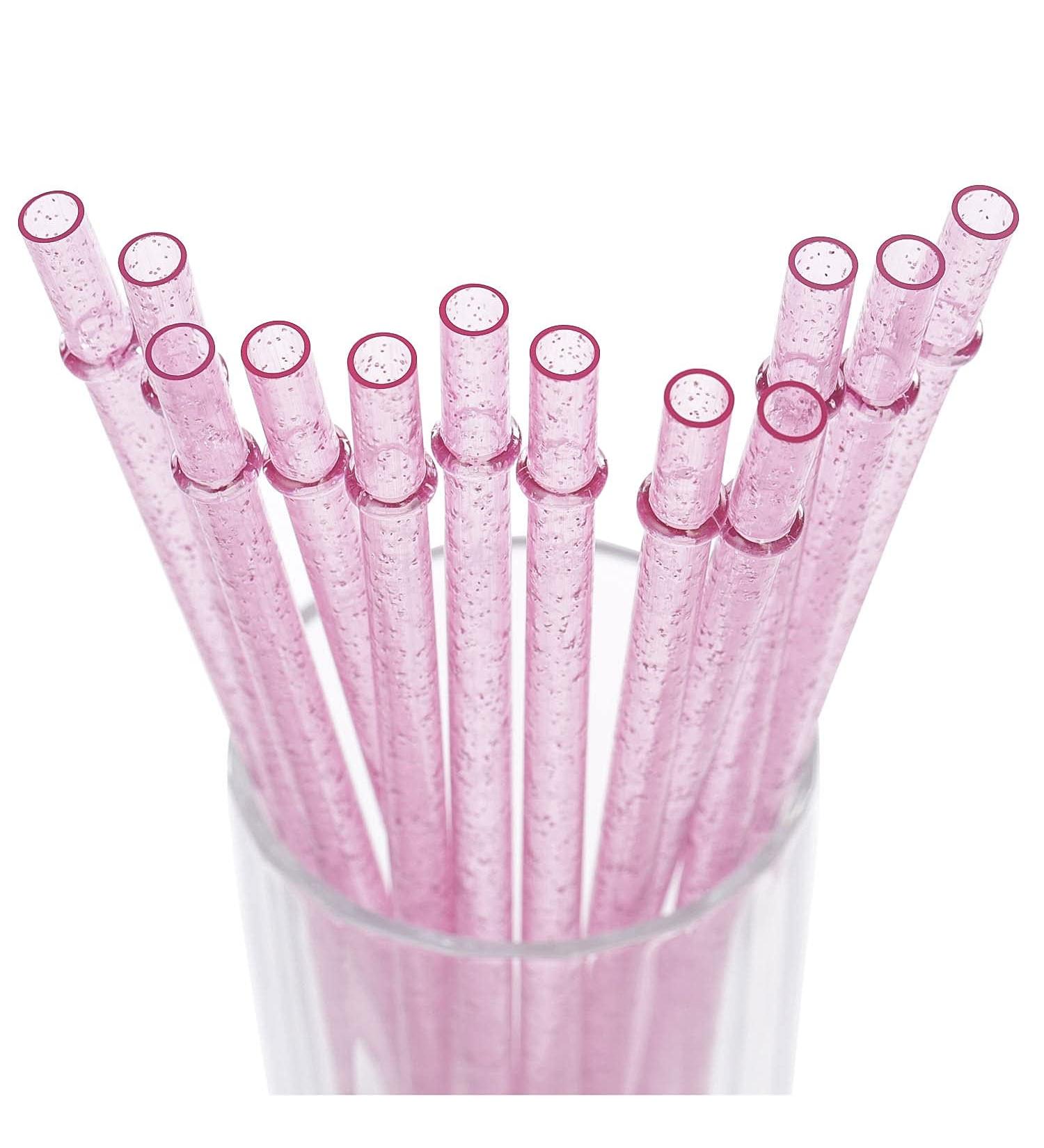Dakoufish 11 Inch 12 Piece Reusable Acrylic Straws Glitter Sparkle Drinking Straw Plus One Cleaning Brush (11inch Pink) Pink 11 Inch (Pack of 12) - Buy Online on SooperMarket.com