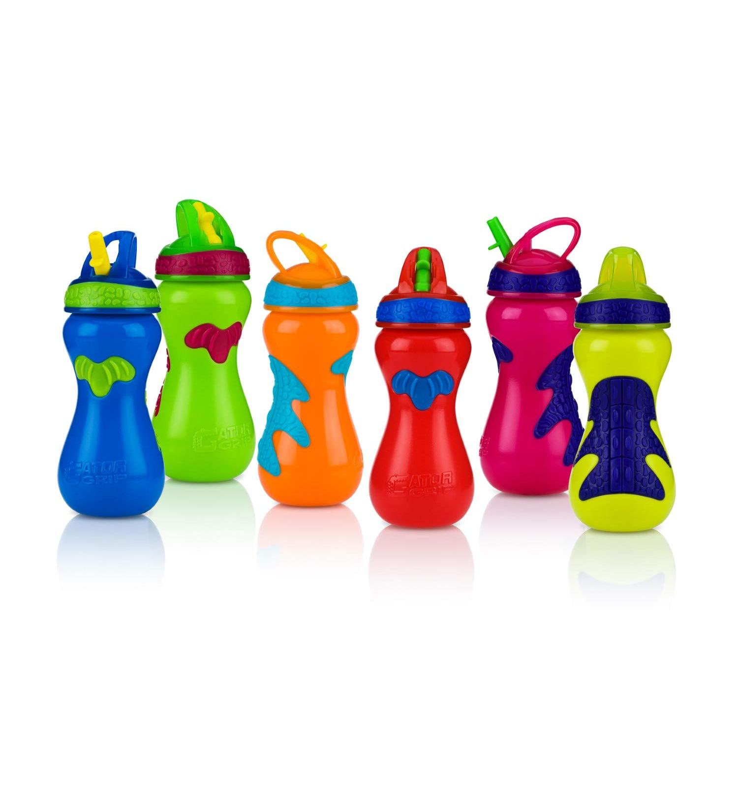 Nuby Flip-It Top Gator Grip Plastic Sipper  15 Ounce  Colors May Vary