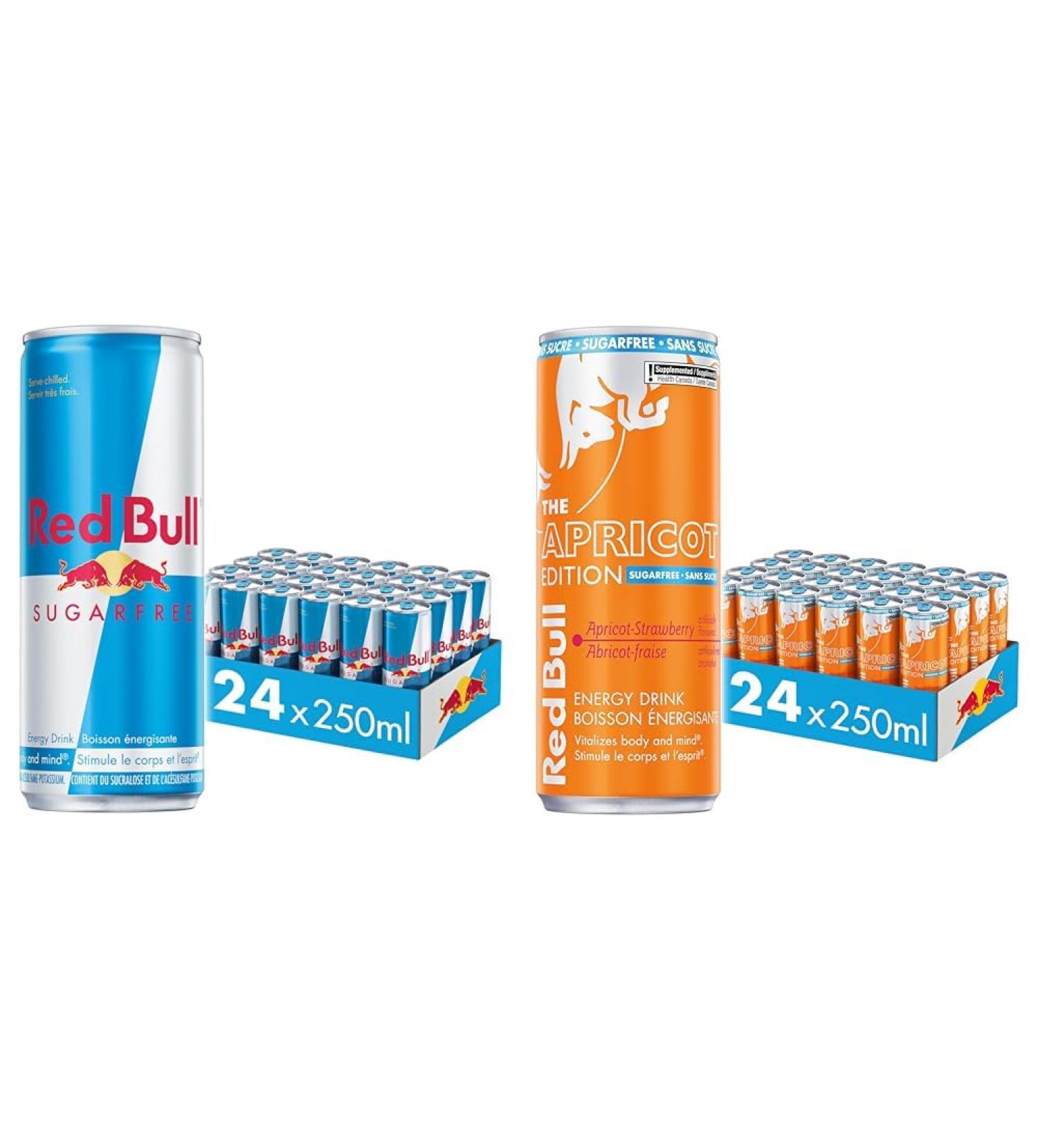 Red Bull Energy Drink Sugar Free 250 millilitre (Pack of 24) & Energy Drink Apricot-Strawberry Sugarfree 250ml (24pk) - Buy Online on SooperMarket.com