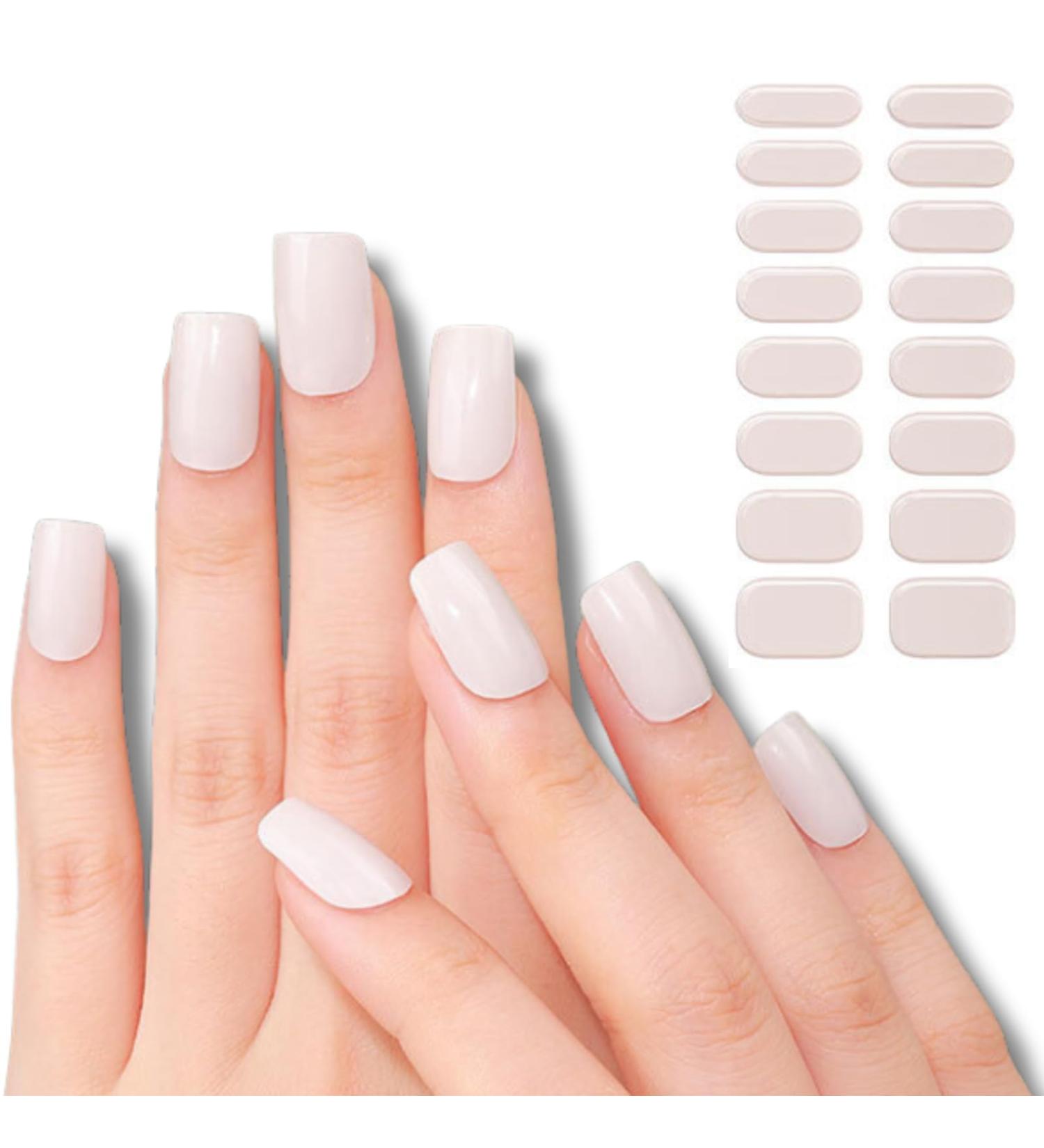 Beautfave 16Pcs Semi Cured Gel Nail Strips - Self Adhesive White Nail Wraps with File & Stick - Greywhite | UV/LED Lamp Required - Buy Online on SooperMarket.com