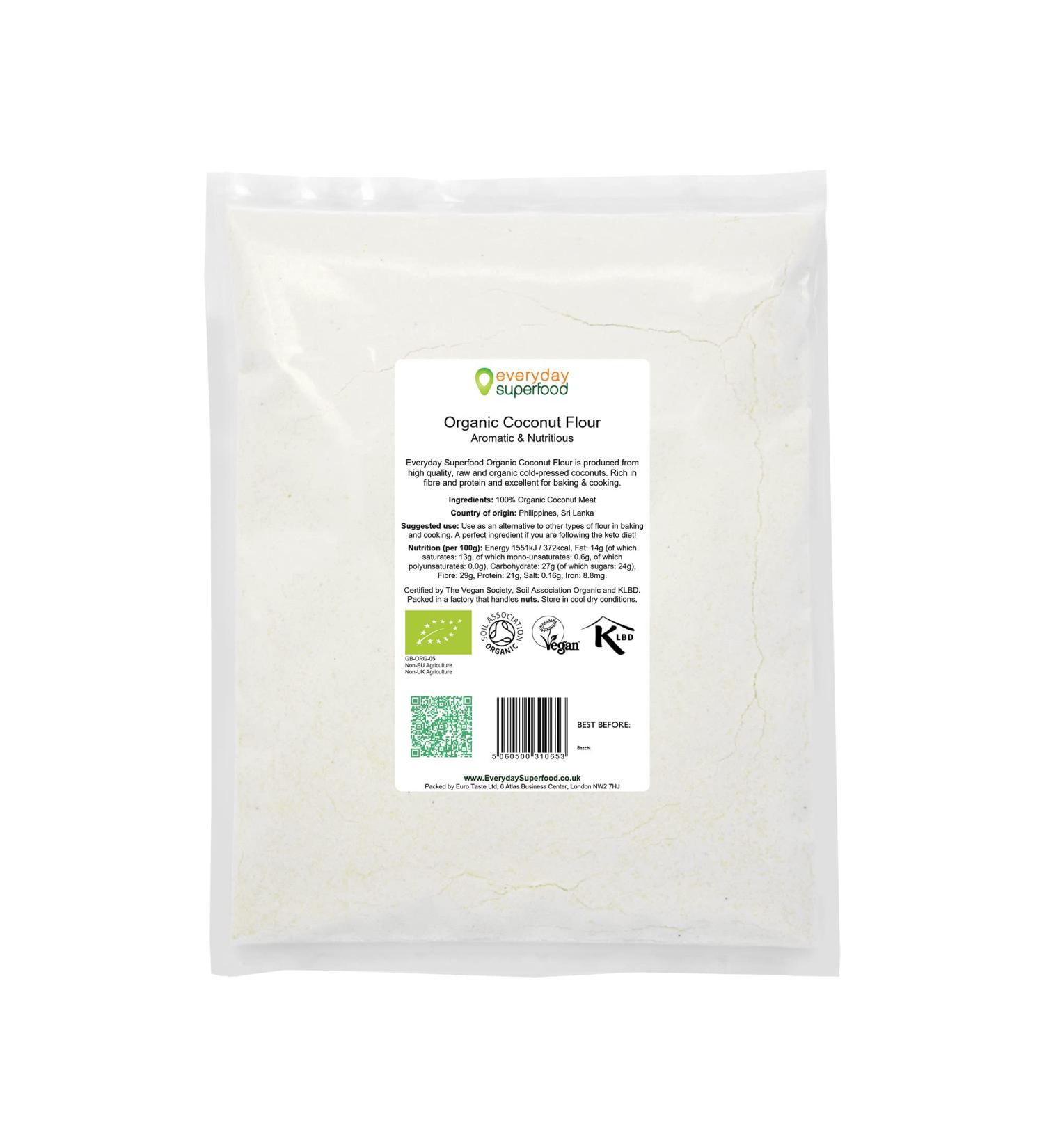 Organic Coconut Flour 1.8kg - Fine, Premium & Keto-Friendly Baking Ingredient | Certified Kosher Vegan - Available in Bulk Sizes - Buy Online on SooperMarket.com