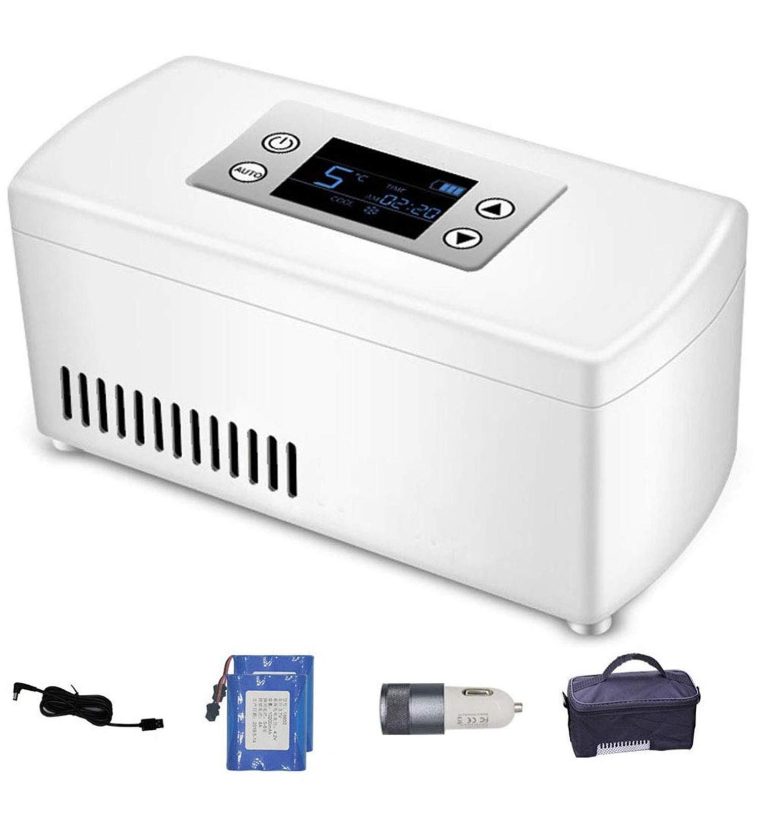 Portable Fridge Insulin Refrigerated Box with Battery Car Travel Home Mini Medicine Refrigerator and Insulin Cooler Suitable for Insulin Interferon Eye Drops Storage 2batteries - Buy Online on SooperMarket.com