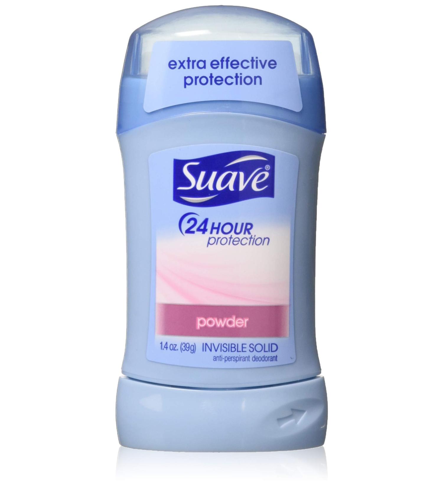 24 Hour Protection Powder Invisible Solid Anti-perspirant Deodorant Stick By Suave 1.4 Ounce- PACK OF 5. Powder 1.4 Ounce (Pack of 5)