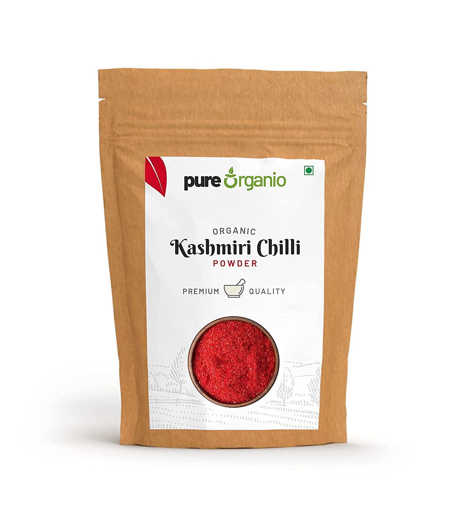 QURA Organic Kashmiri Chilli Powder - Premium Authentic Hand-Pounded Fresh Lal Mirch Spice - Deep Red Colour Mild Flavor (350 Gm) - Buy Online on SooperMarket.com