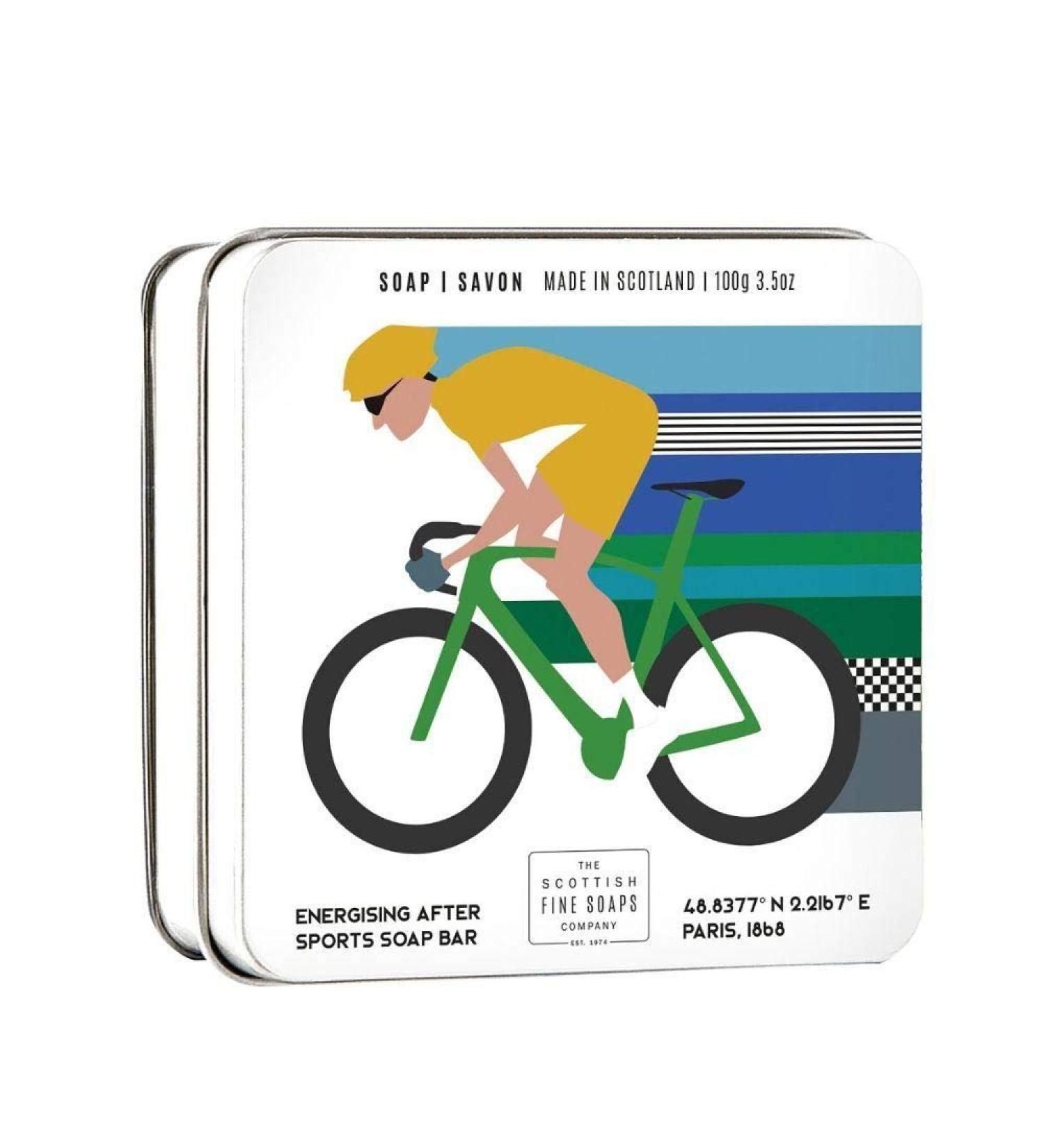 Cycling Themed 100g Tinned Soap Bar by Scottish Fine Soaps