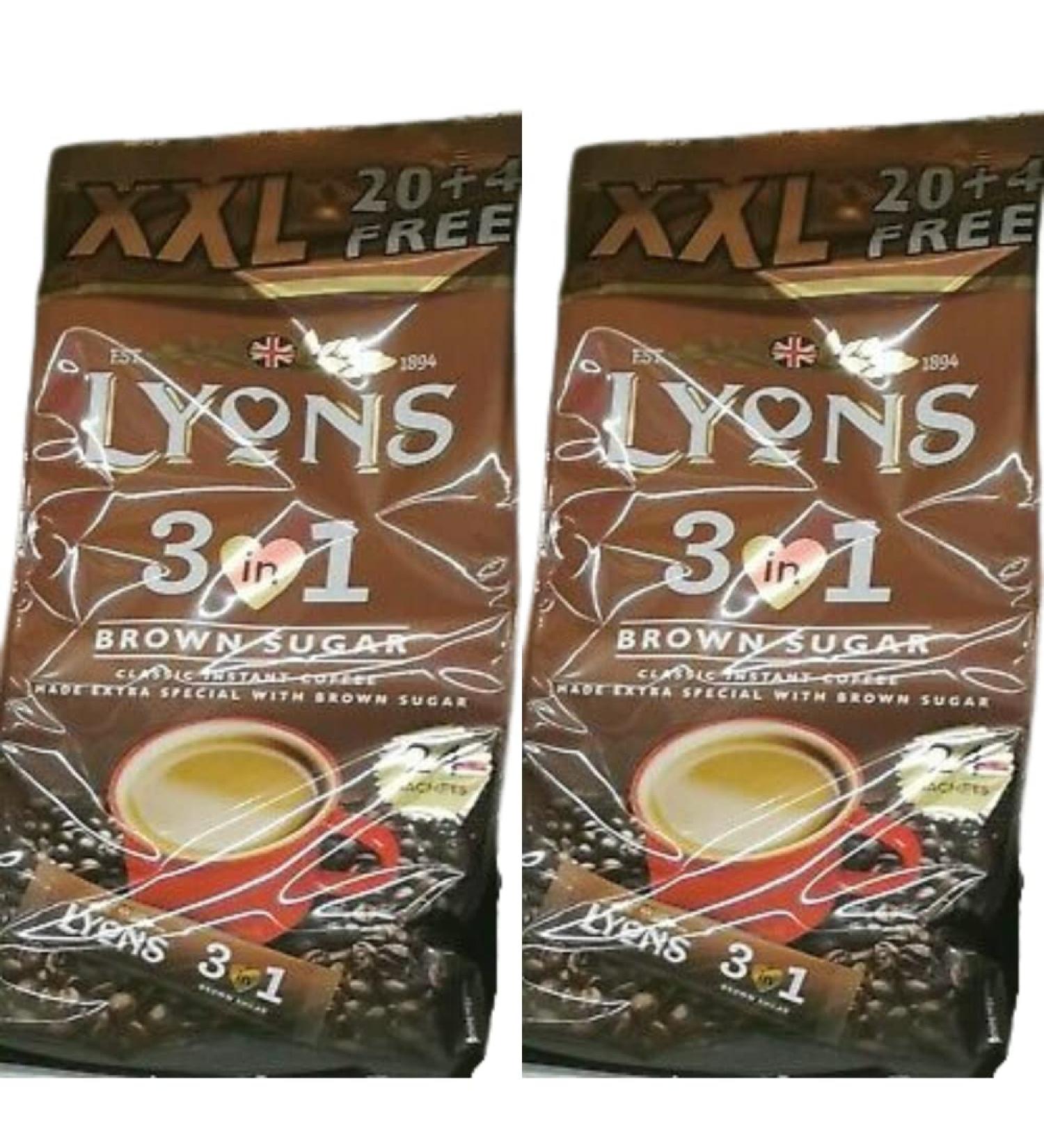 Lyons Premium Flat White Instant Coffee x 12 Sachets (Brown Sugar 3in1 2X 24Sachets) Brown Sugar 3in1 180 g (Pack of 1)