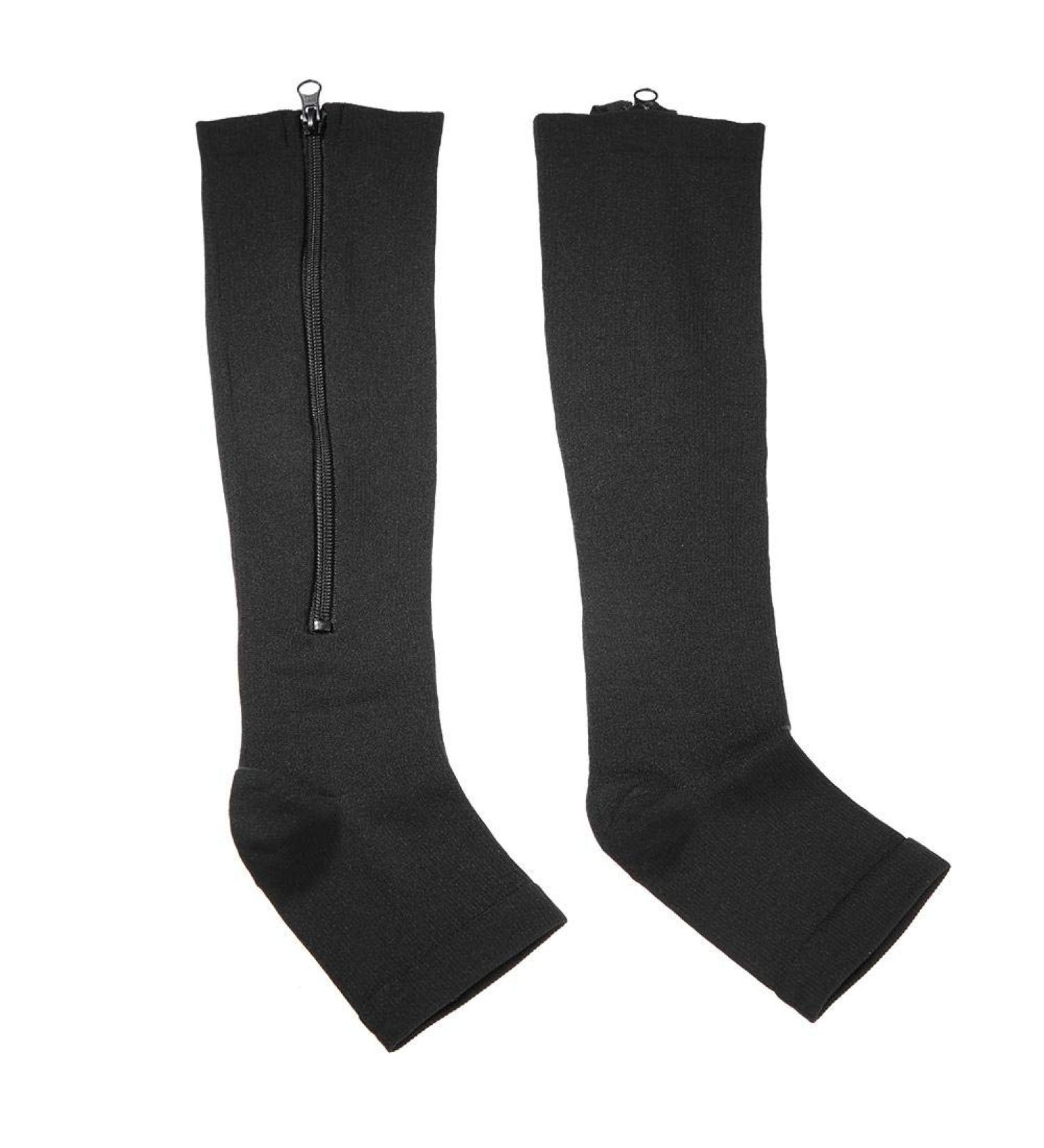 Buy Compression Socks for Men & Women - Zippered Calf & Knee Support Varicose Relief (Black L/XL) - Buy Online on SooperMarket.com