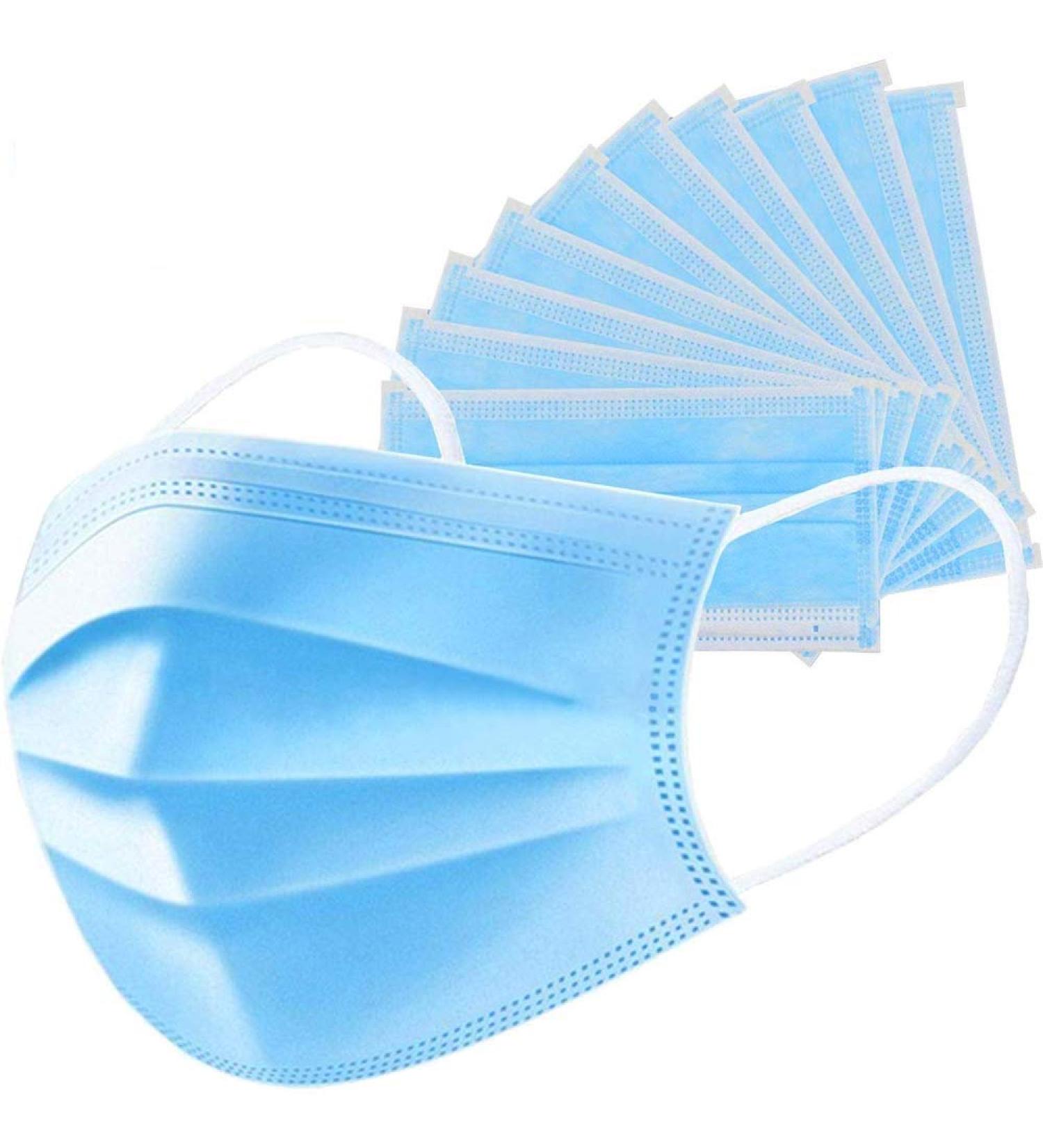 Shatchi Disposable Facial Mask with Ear Loop 3-Ply Blue (Pack of 100) - Buy Online on SooperMarket.com