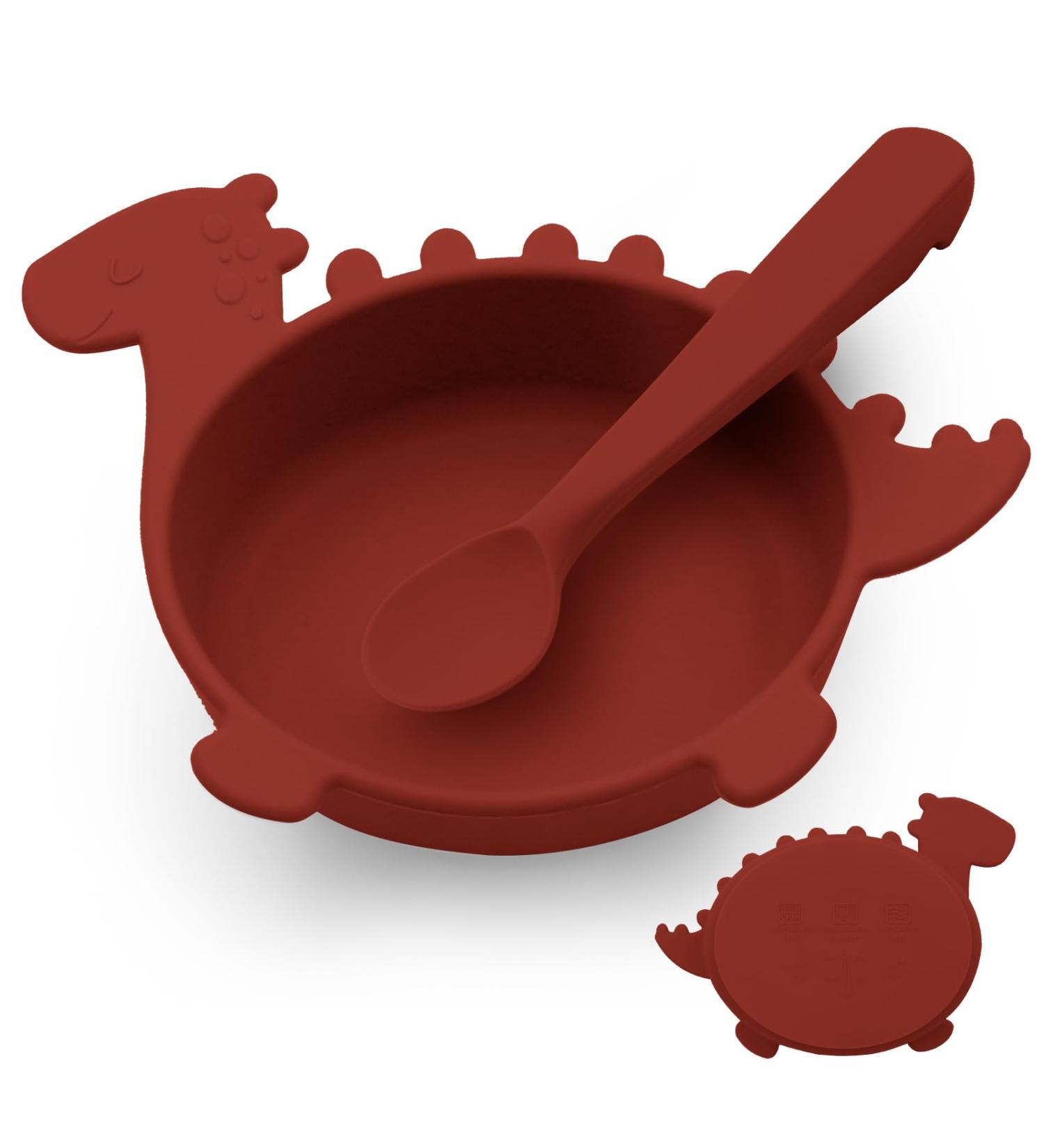 Silicone Baby Bowl with Suction - Food Grade BPA-Free Toddler Weaning Bowl in Red - Buy Online on SooperMarket.com