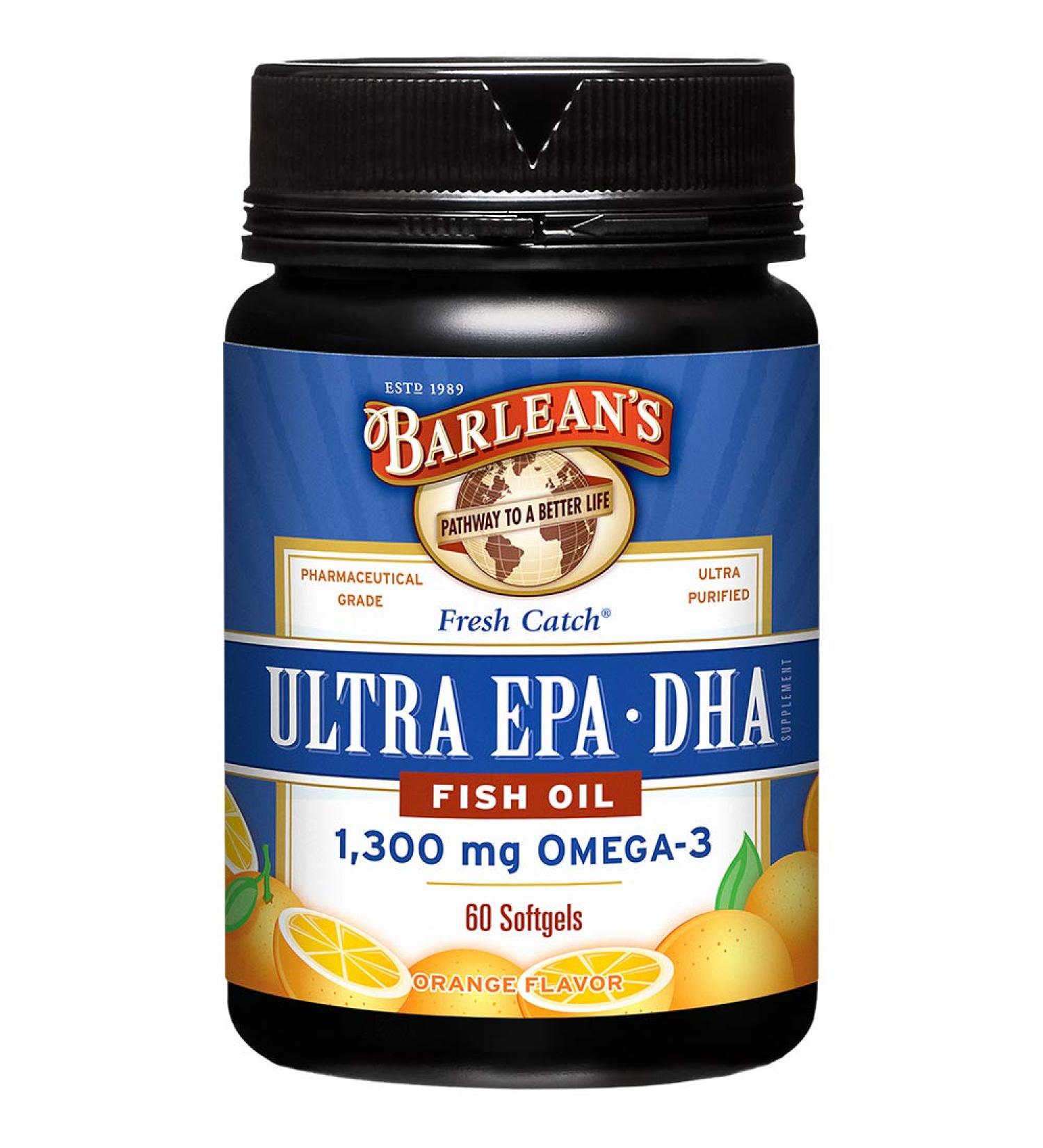 Barlean's Fresh Catch Omega-3 Fish Oil Softgels - Ultra EPADHA, Orange Flavor, 60 Count - Buy Online on SooperMarket.com