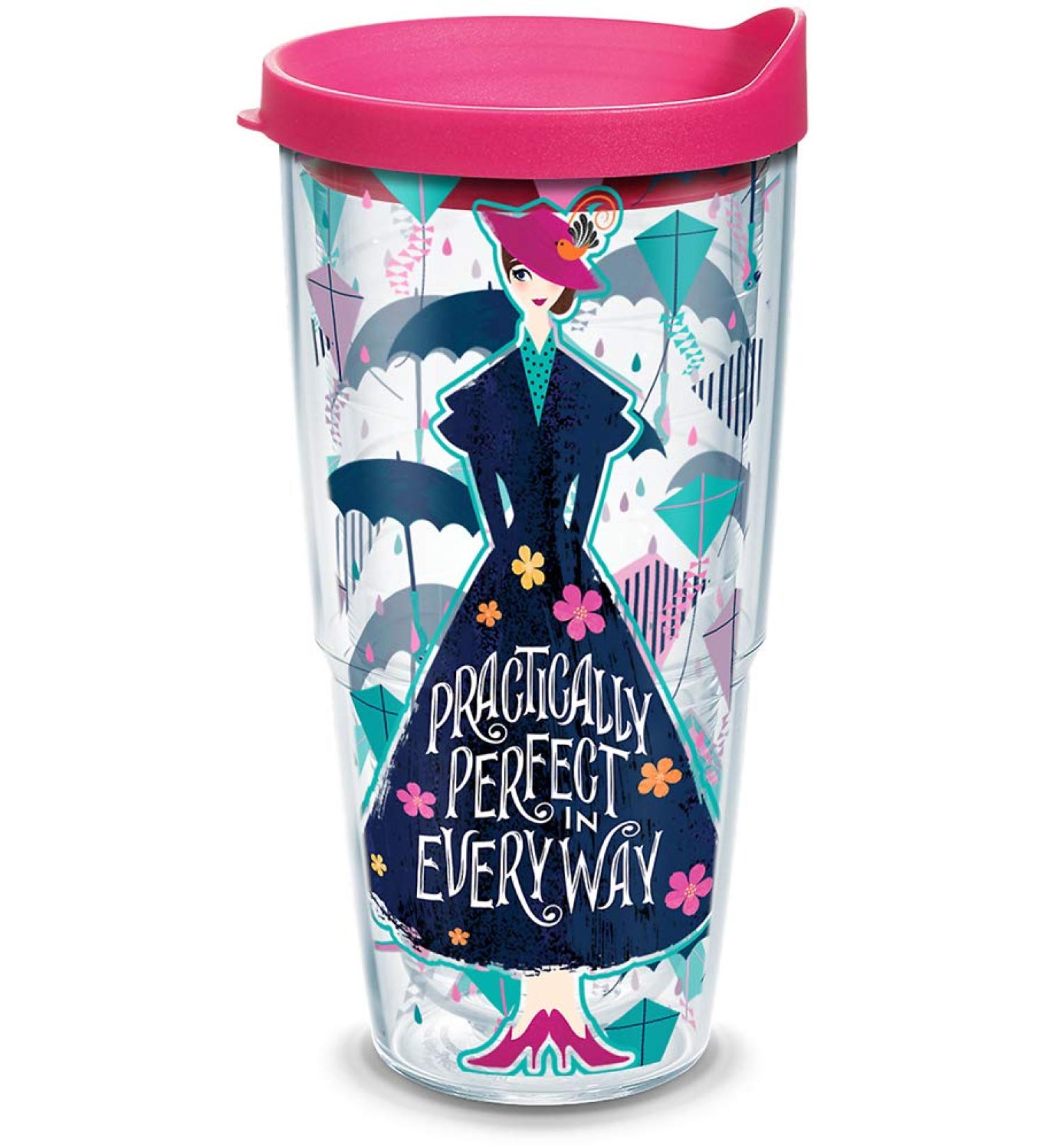 Tervis Disney Mary Poppins Returns 24oz Insulated Tumbler - Fuschia Lid, Clear Wrap | Official Licensed Product - Buy Online on SooperMarket.com