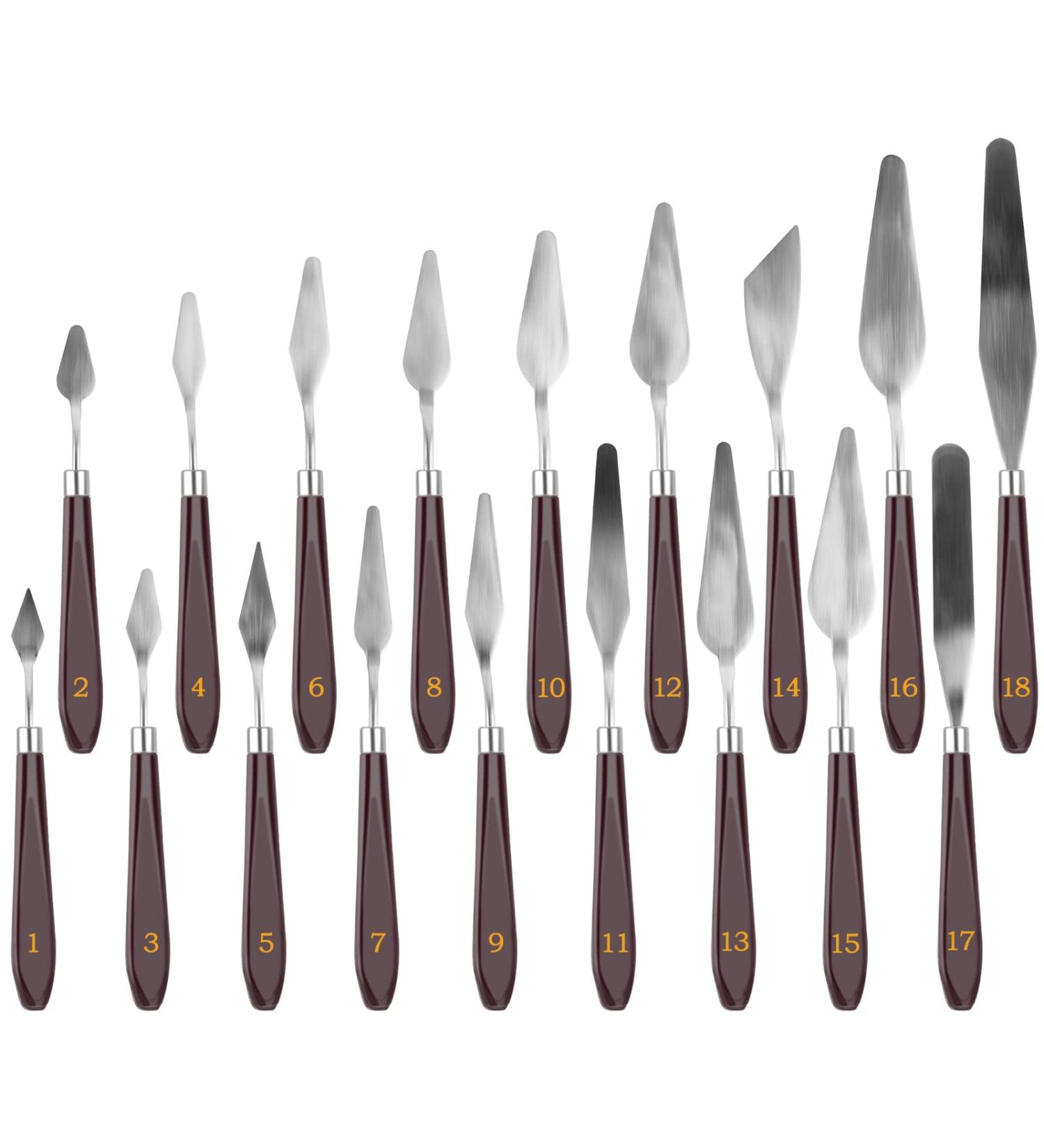 CPROSP 18pcs Stainless Steel Palette Knives Set for Acrylic Painting and Cake Decoration - Artist Mixing Scraper Tools - Buy Online on SooperMarket.com