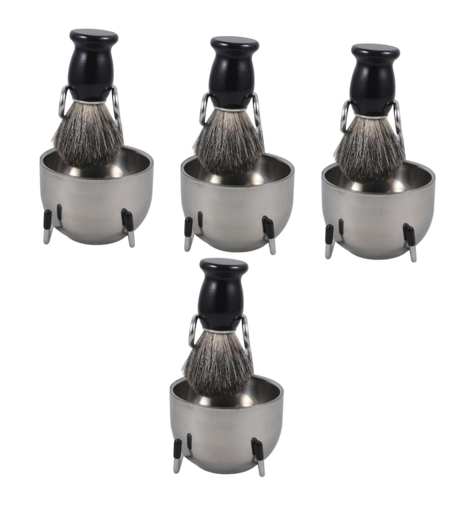 Beavorty 4 Sets Beard Brush Set - Professional Shaving Tools for Men | Portable Shaver & Beard Care Kit | Multi-use Shave Brush & Razor Stand - Buy Online on SooperMarket.com