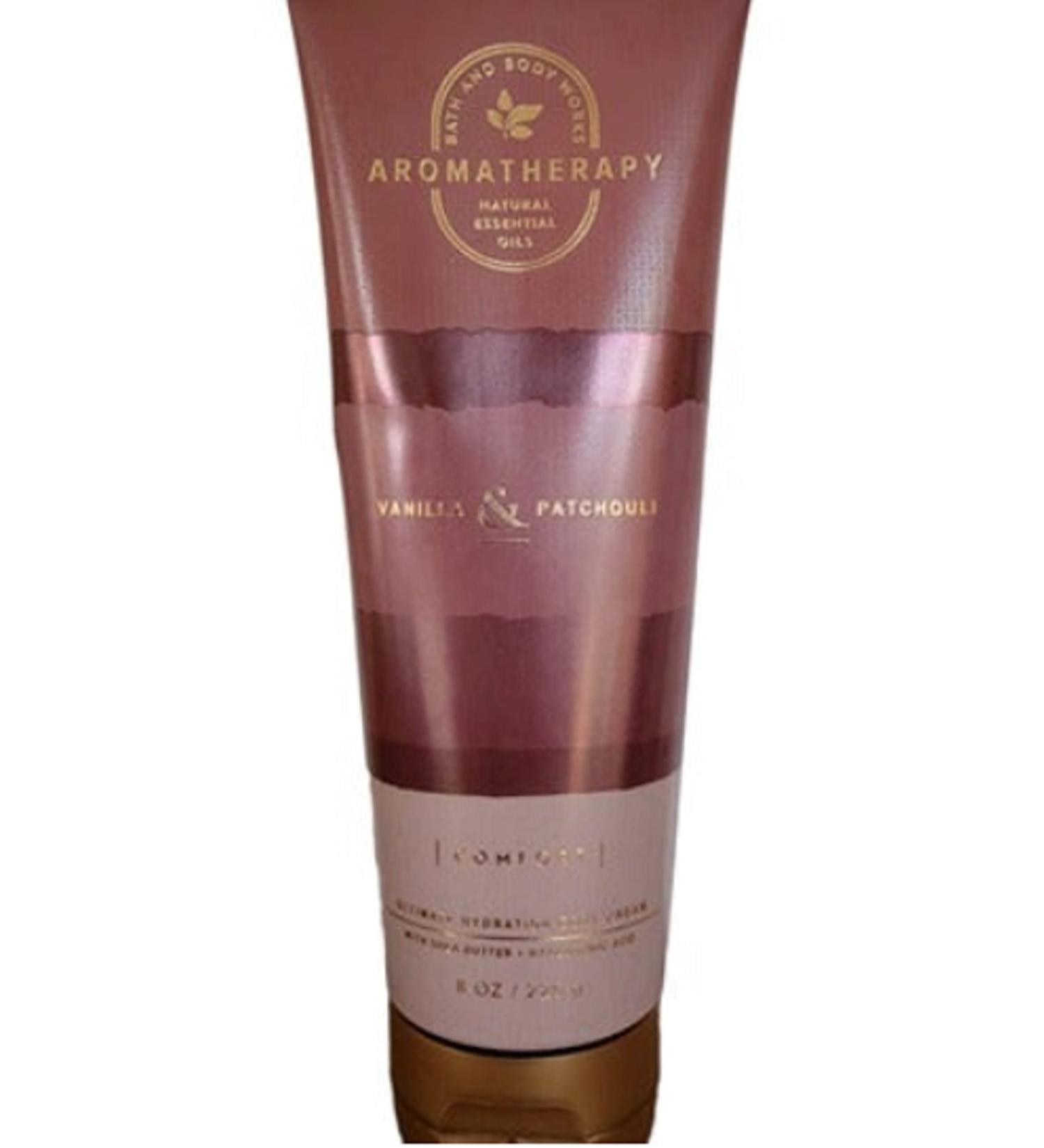 Bath and Body Works Aromatherapy Comfort Vanilla & Patchouli Body Cream 8 Oz - Relax and Unwind with Soothing Scent - Buy Online on SooperMarket.com
