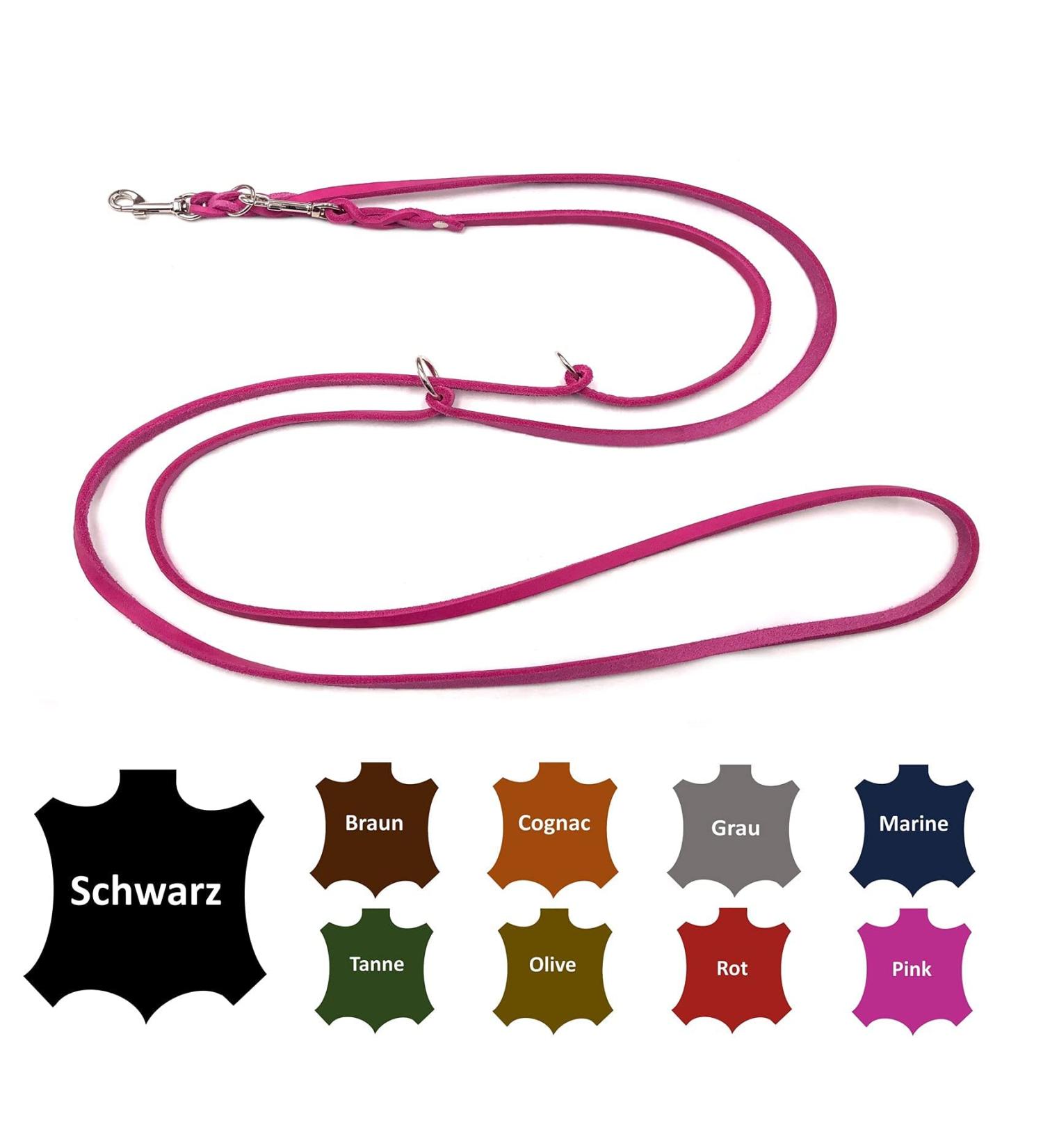 Buy Premium Adjustable Fat Leather Dog Leash for Small & Large Dogs - 2m Pink Double Leash International Shipping - Buy Online on SooperMarket.com