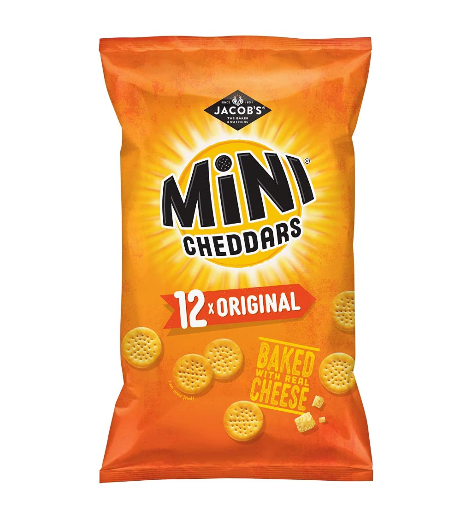 Jacob's Mini Cheddars Original Cheese Snacks 12 x 25g - Buy Online on SooperMarket.com