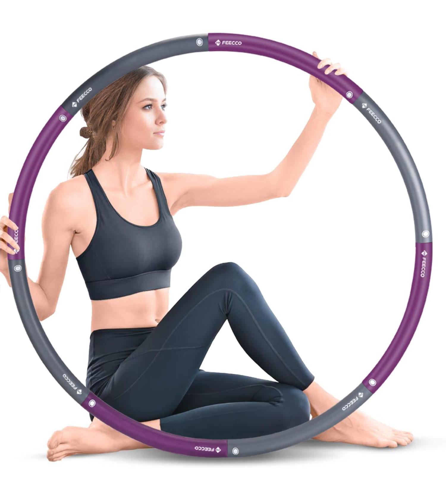 FEECCO 3.2 LB Weighted Hula Exercise Hoop for Weight Loss - 8 Detachable Sections - Buy Online on SooperMarket.com