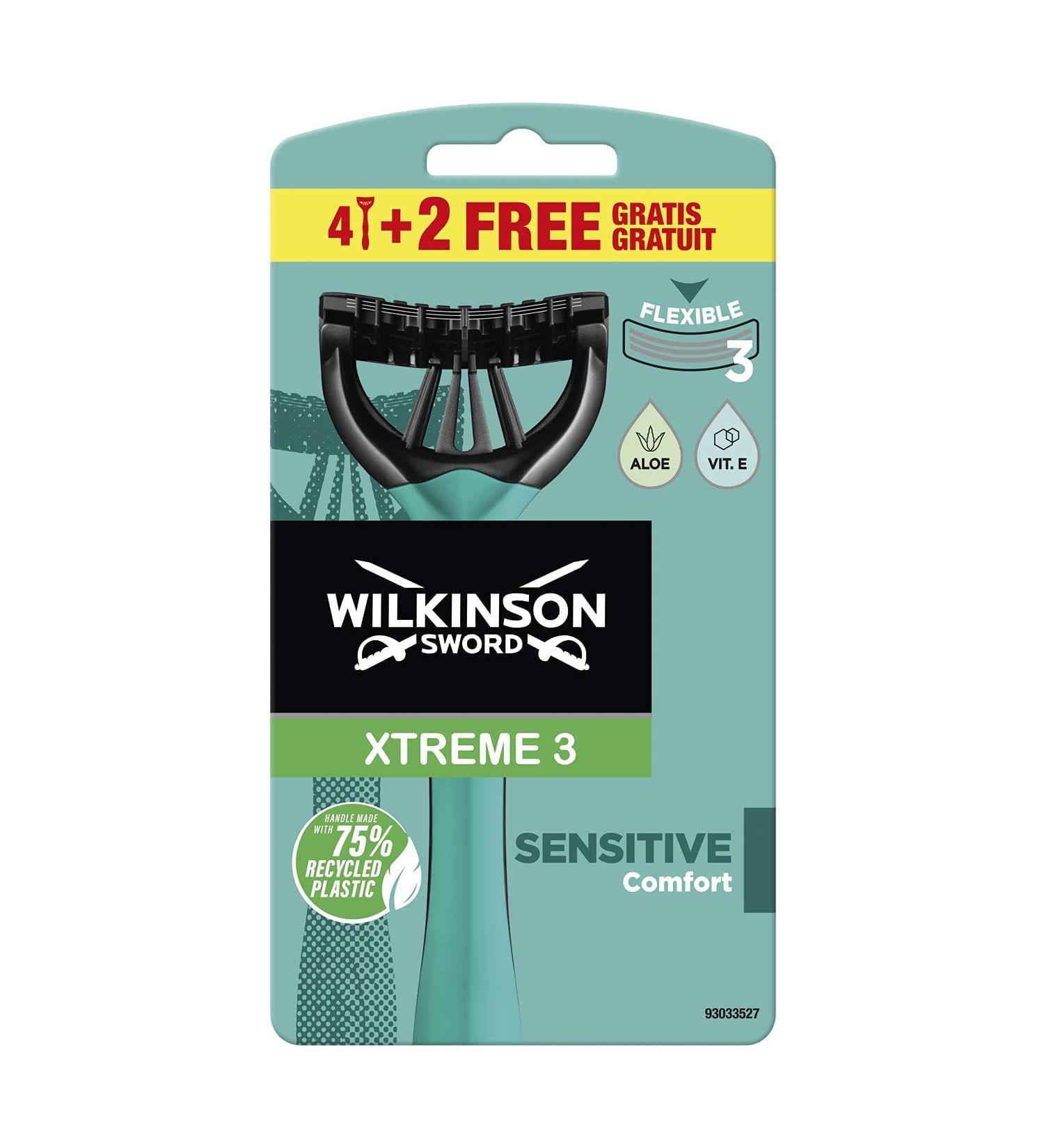 Wilkinson Sword Xtreme 3 Sensitive Disposable Razors - 6 Count Pack for Smooth Shave - Black - Buy Online on SooperMarket.com
