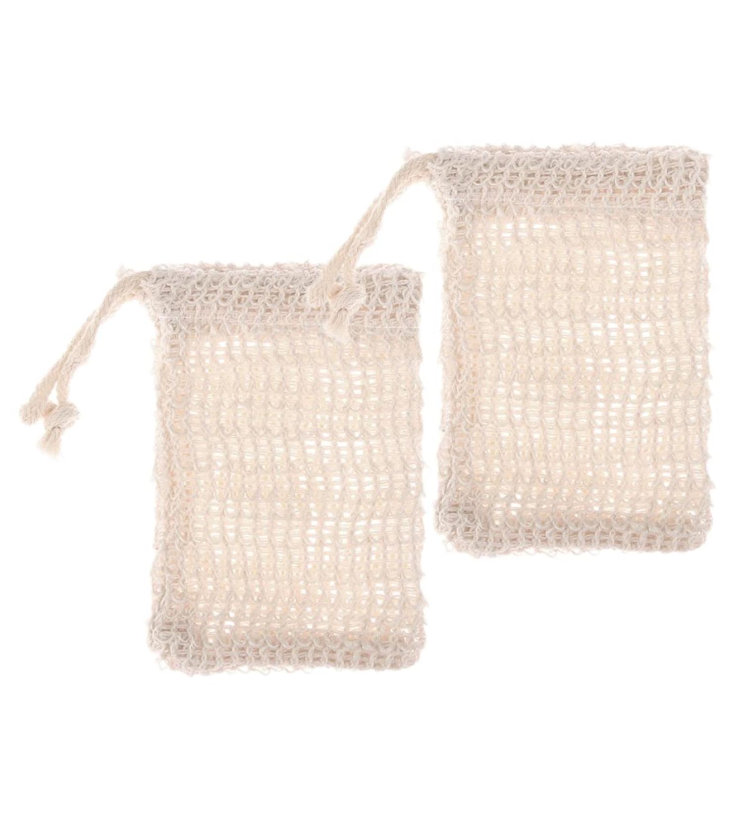 Buy Soap Bags with Drawstring - Sisal Fiber Exfoliating Pouch for Foaming & Drying (2 Pcs) - Best Soap Saver for Smooth Skin - Buy Online on SooperMarket.com