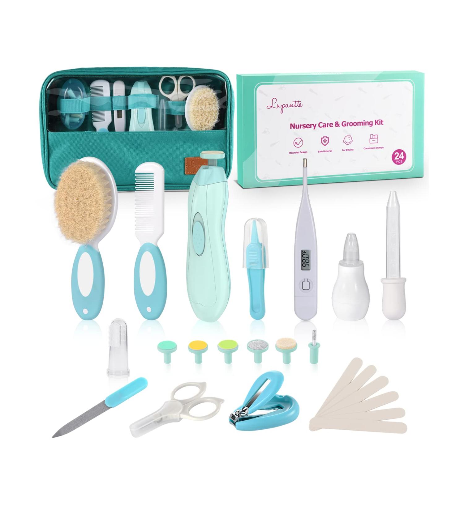 Baby Healthcare and Grooming Kit | 24-in-1 Electric Nail Trimmer Set | Nursery Care Kit | Toddler Nail Clippers | Medicine Dispenser | Infant Comb & Brush | Green 24 Piece Set - Buy Online on SooperMarket.com