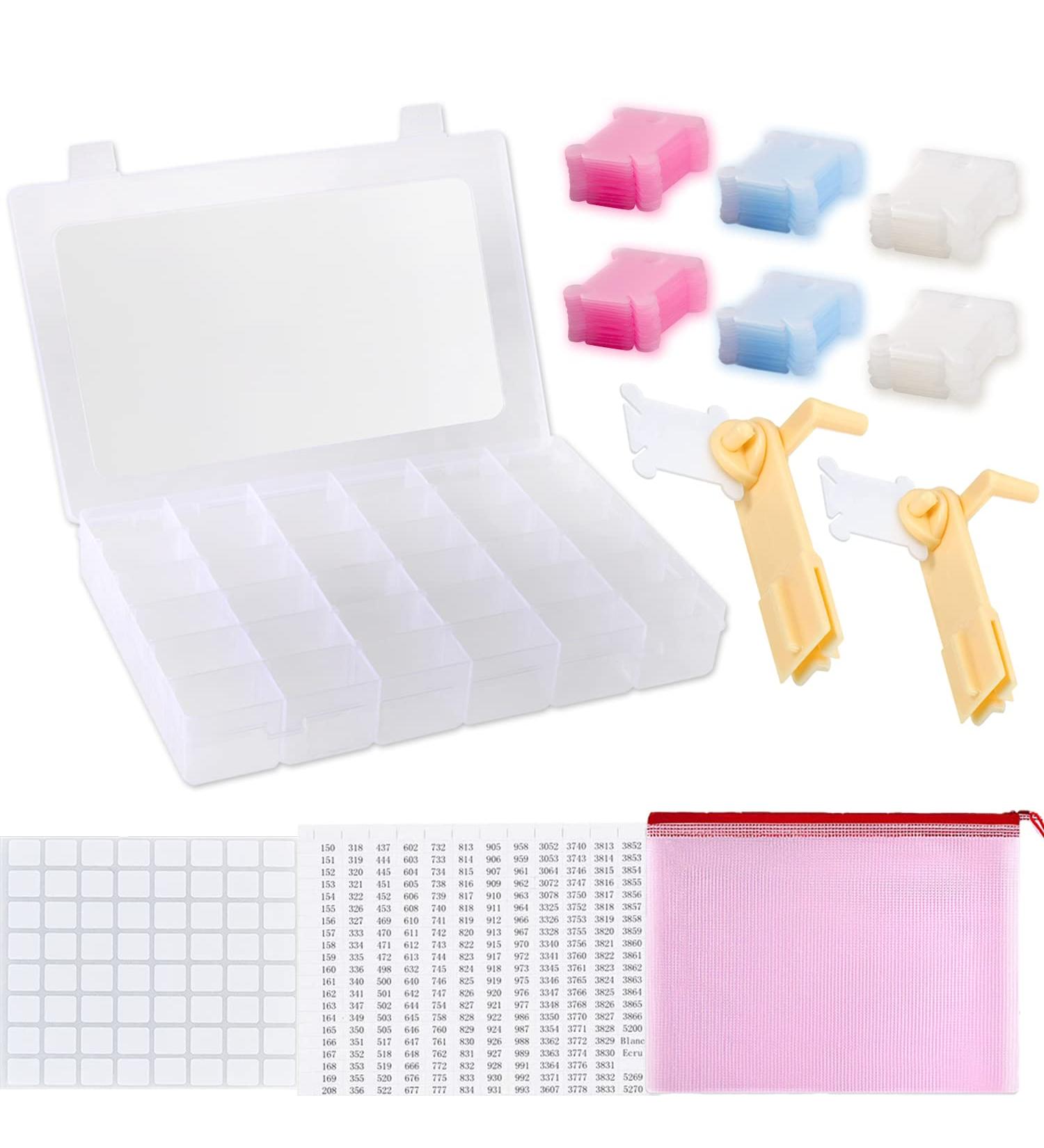 Embroidery Floss Cross Organizer Box - 127pcs Bobbin Winder Kit with 36 Compartments and Floss Bobbins for Craft Sewing Storage - Buy Online on SooperMarket.com