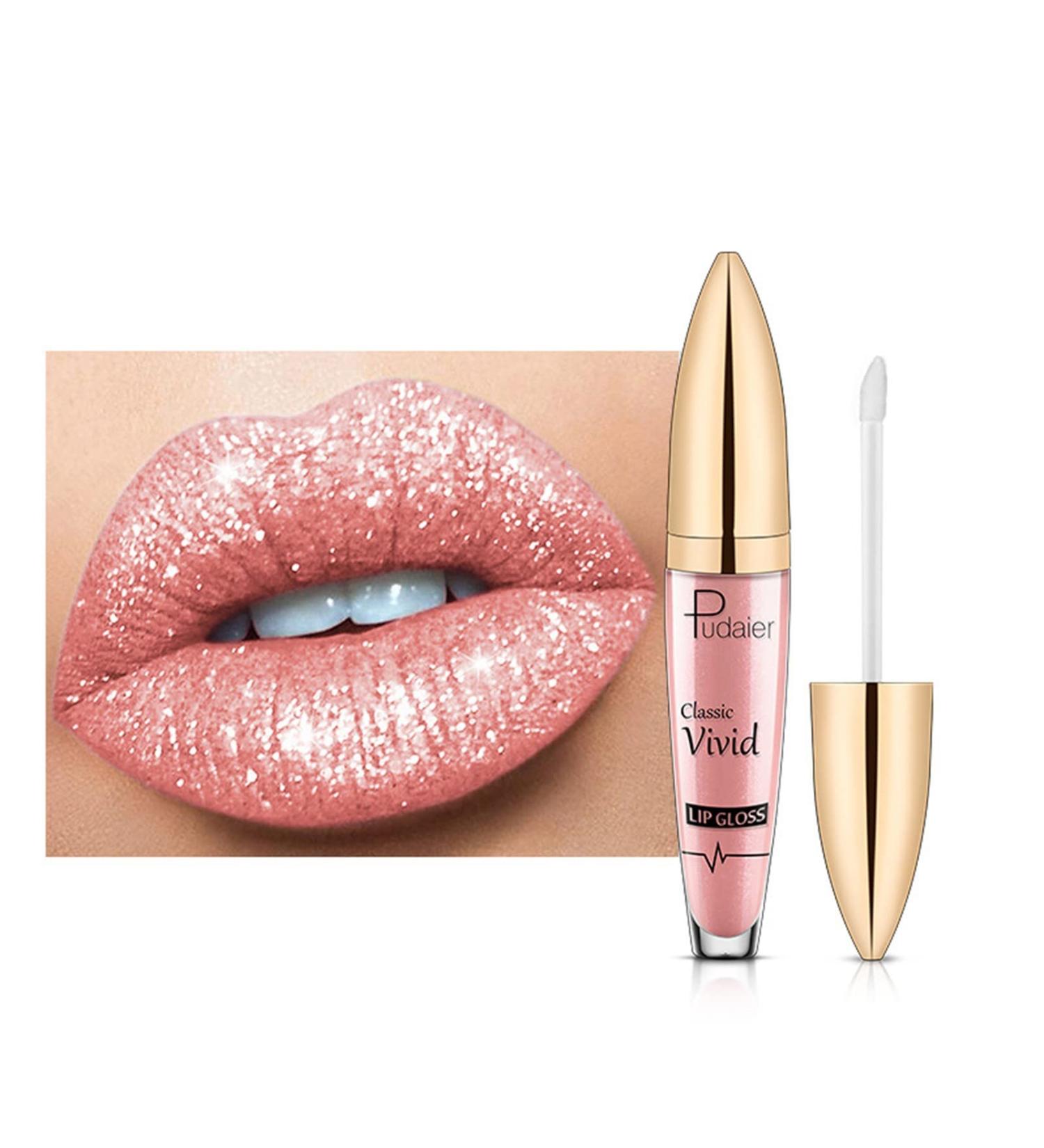 Glitter Lip Gloss #05 - Moisturizing Waterproof Liquid Lipstick | Non-Stick Cup & Long-Lasting Shine - Buy Online on SooperMarket.com