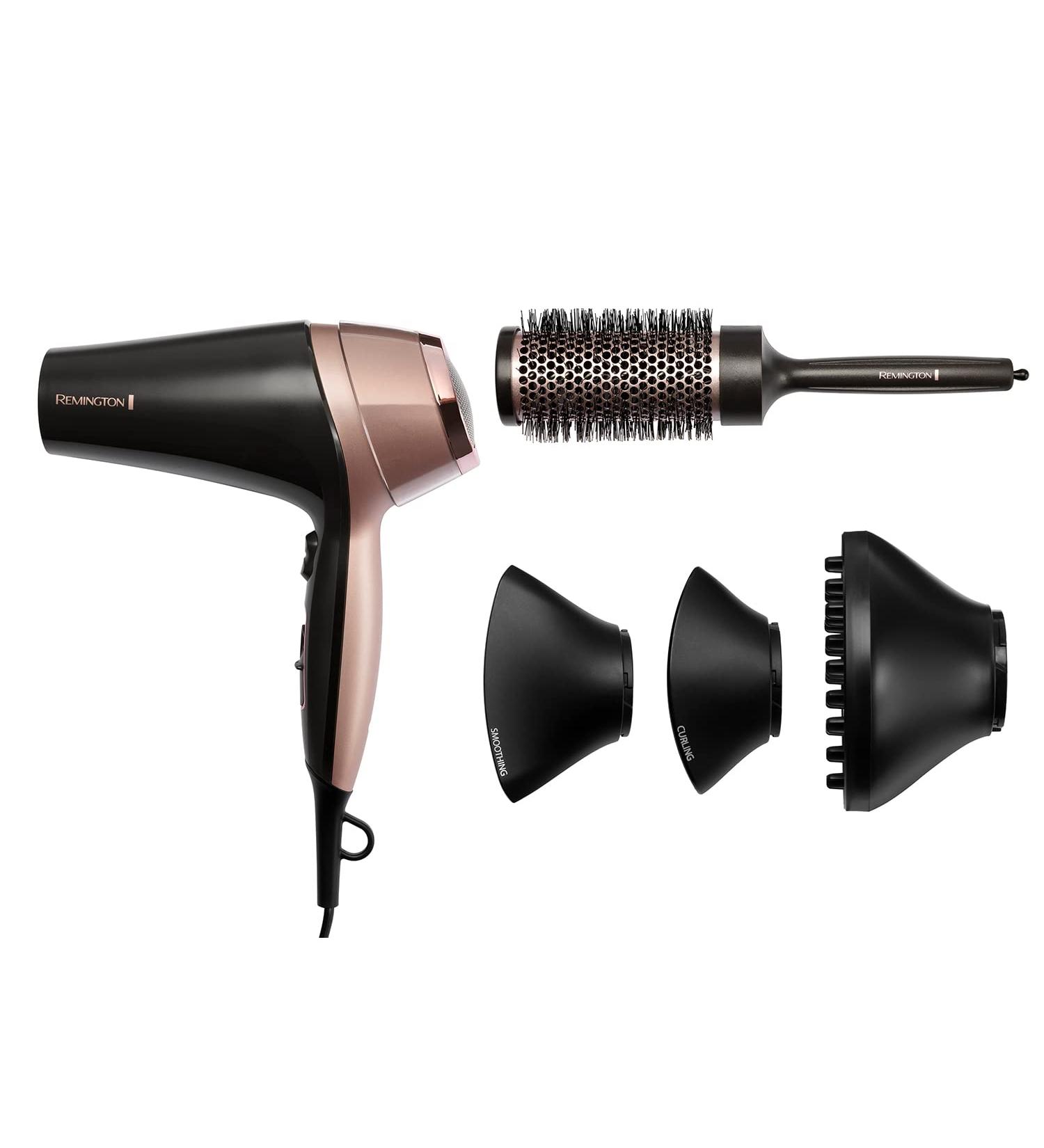 Remington Curl & Straight Confidence Hairdryer D5706 - Lightweight Ionic Dryer with Diffuser, Curling & Smoothing Nozzles - Buy Online on SooperMarket.com