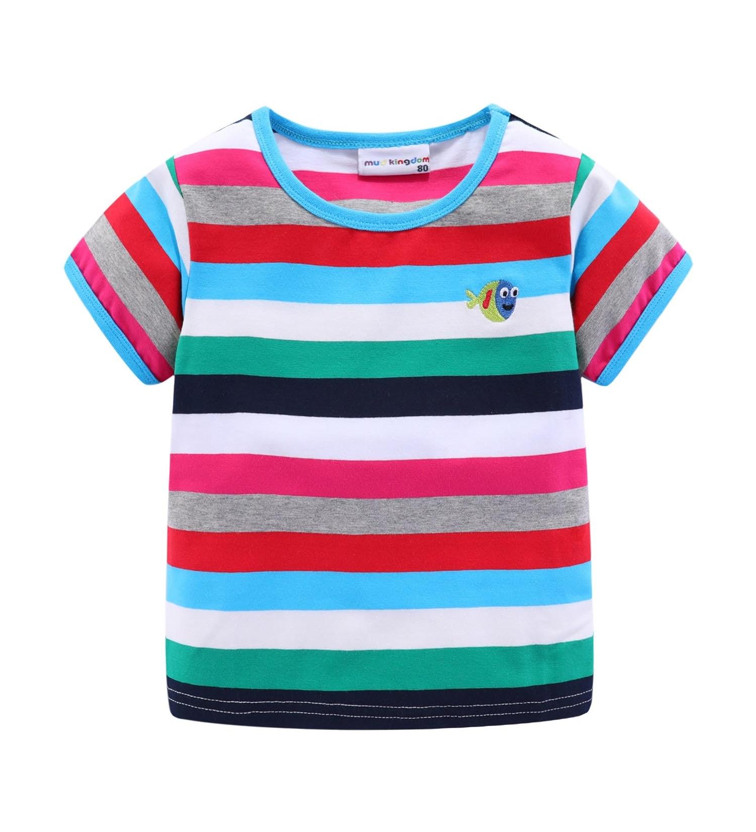 Mud Kingdom Little Boys T-Shirt | Rainbow Stripe | Blue | 18-24 Months - Buy Online on SooperMarket.com