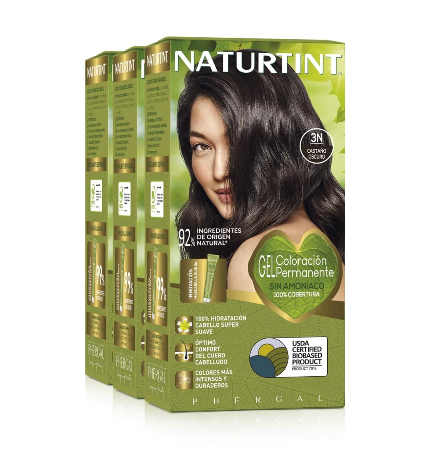 Natureint Biobased Hair Color - Ammonia-Free 3N Chestnut Brown Dark (3 Pack) | 510ml Natural Ingredients - Buy Online on SooperMarket.com