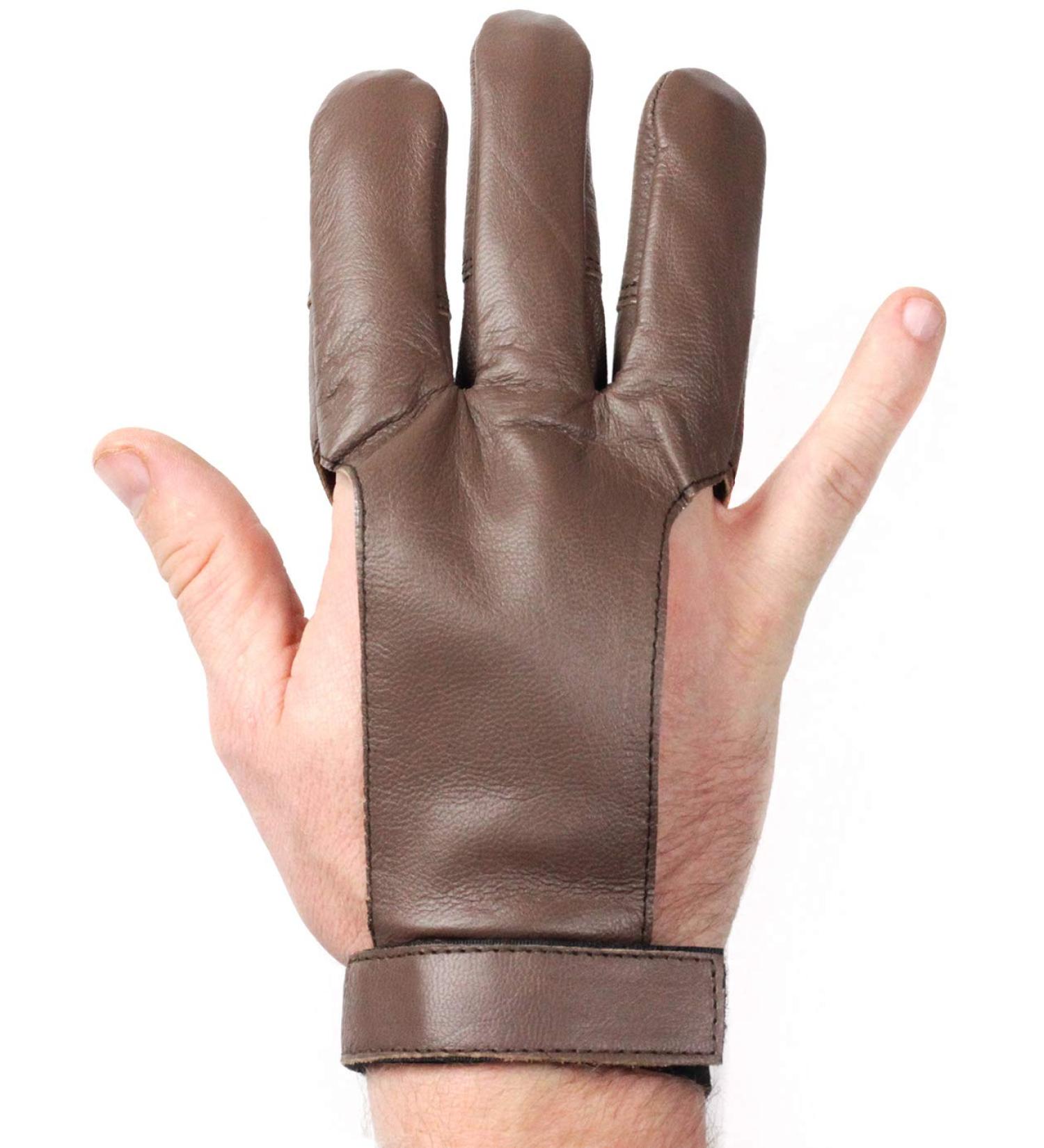 Handmade Leather X-Large Brown Three Finger Archery Glove - Striker Bows - Buy Online on SooperMarket.com